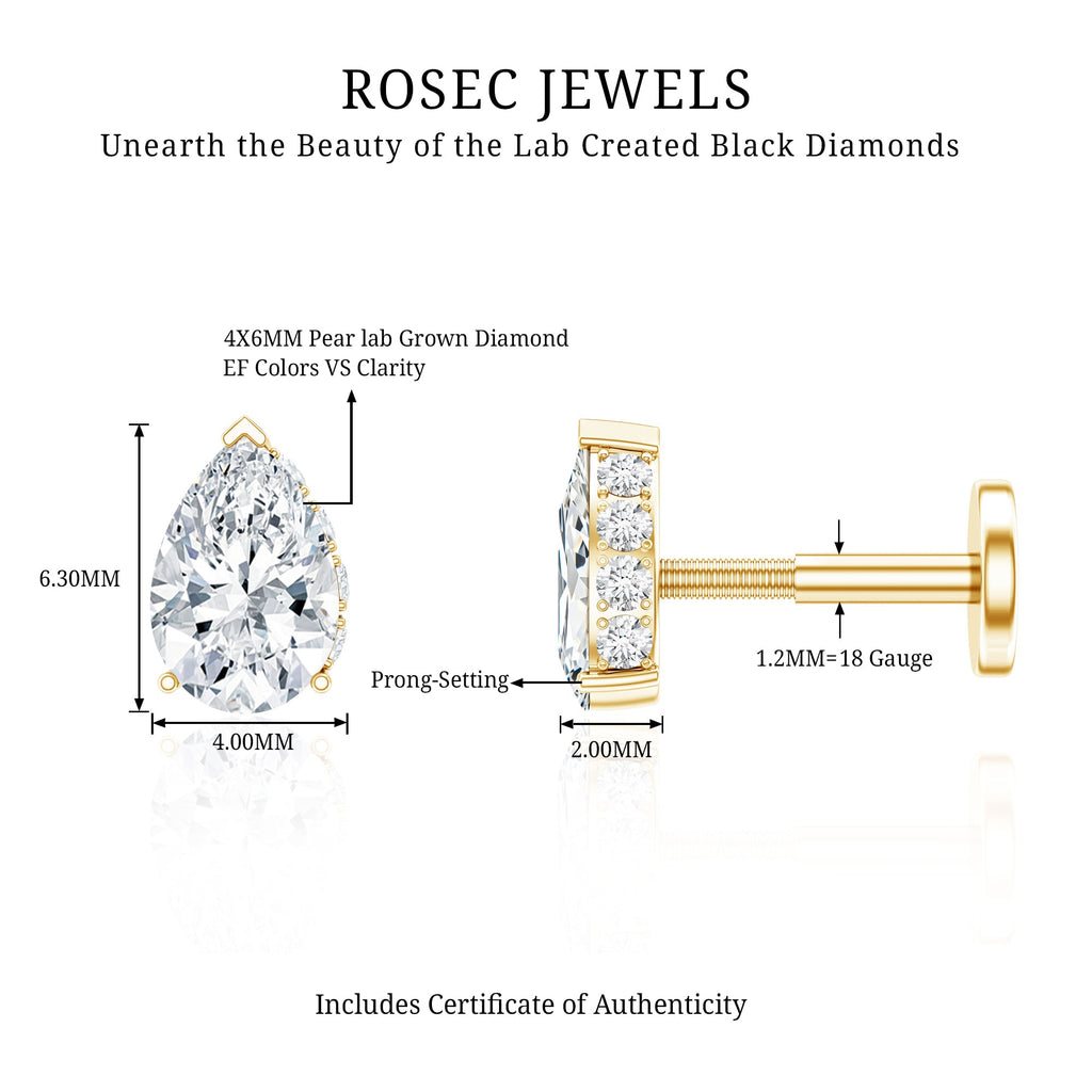 Pear Shaped Diamond Solitaire Tragus Earring | Body Jewelry | Wiccan Center