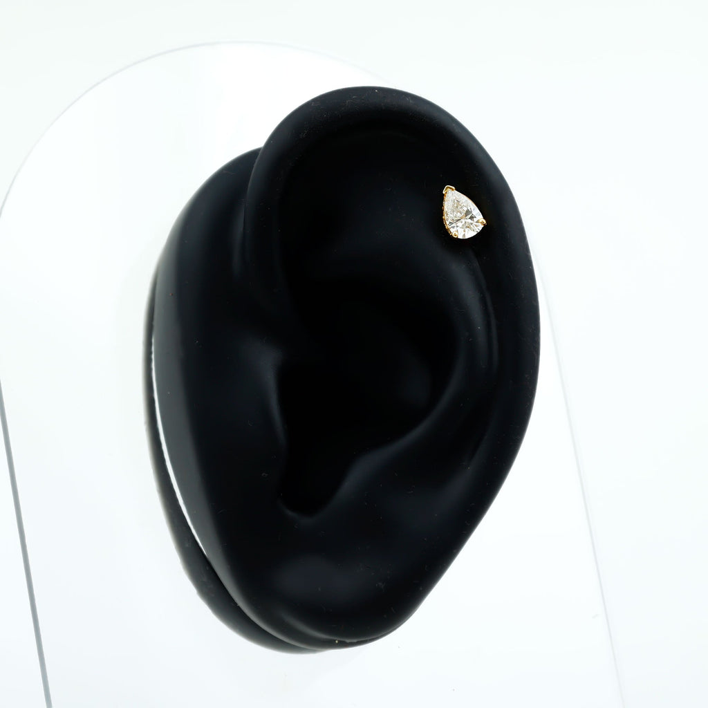 Pear Shaped Diamond Solitaire Tragus Earring | Body Jewelry | Wiccan Center
