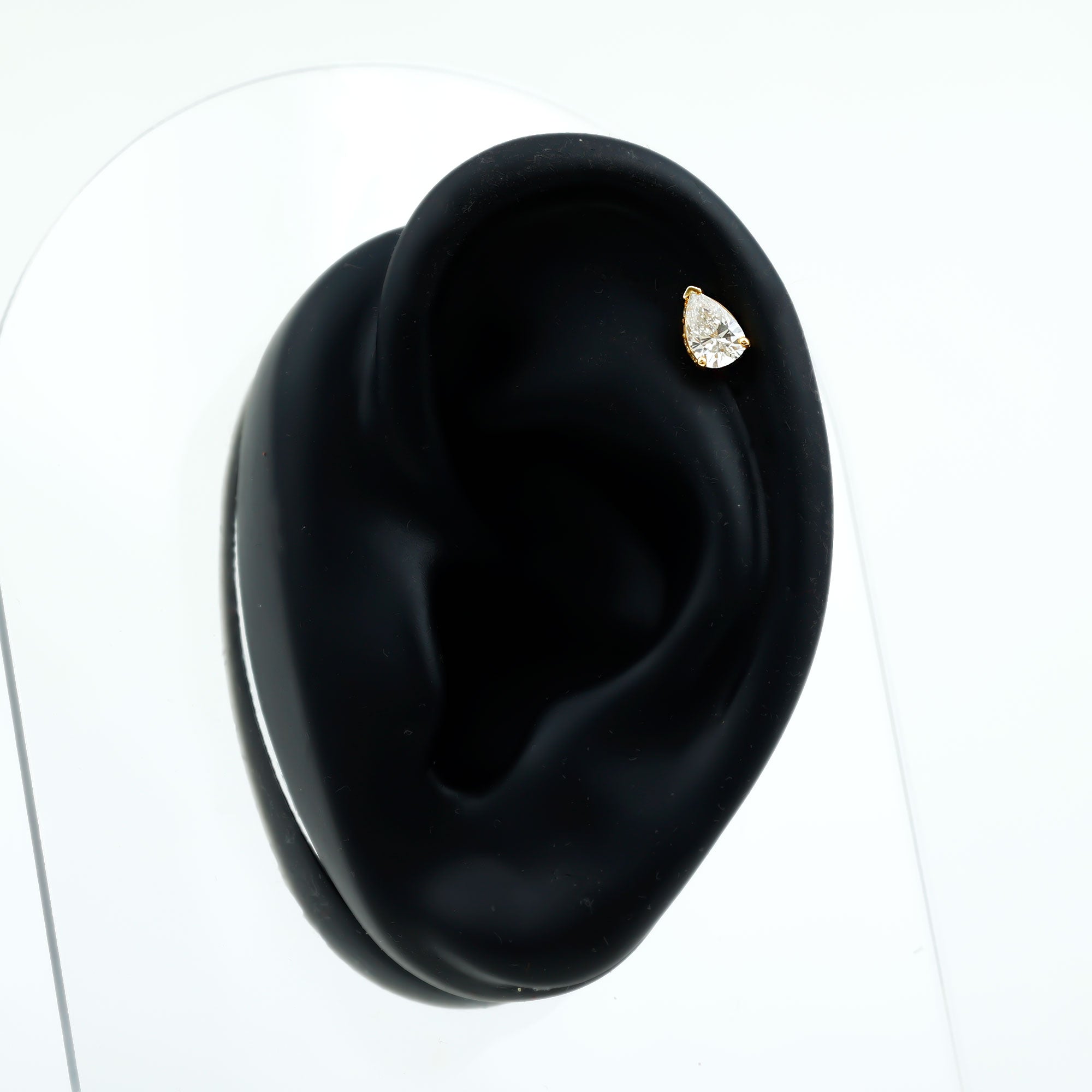 Pear Shaped Diamond Solitaire Tragus Earring | Body Jewelry | Wiccan Center