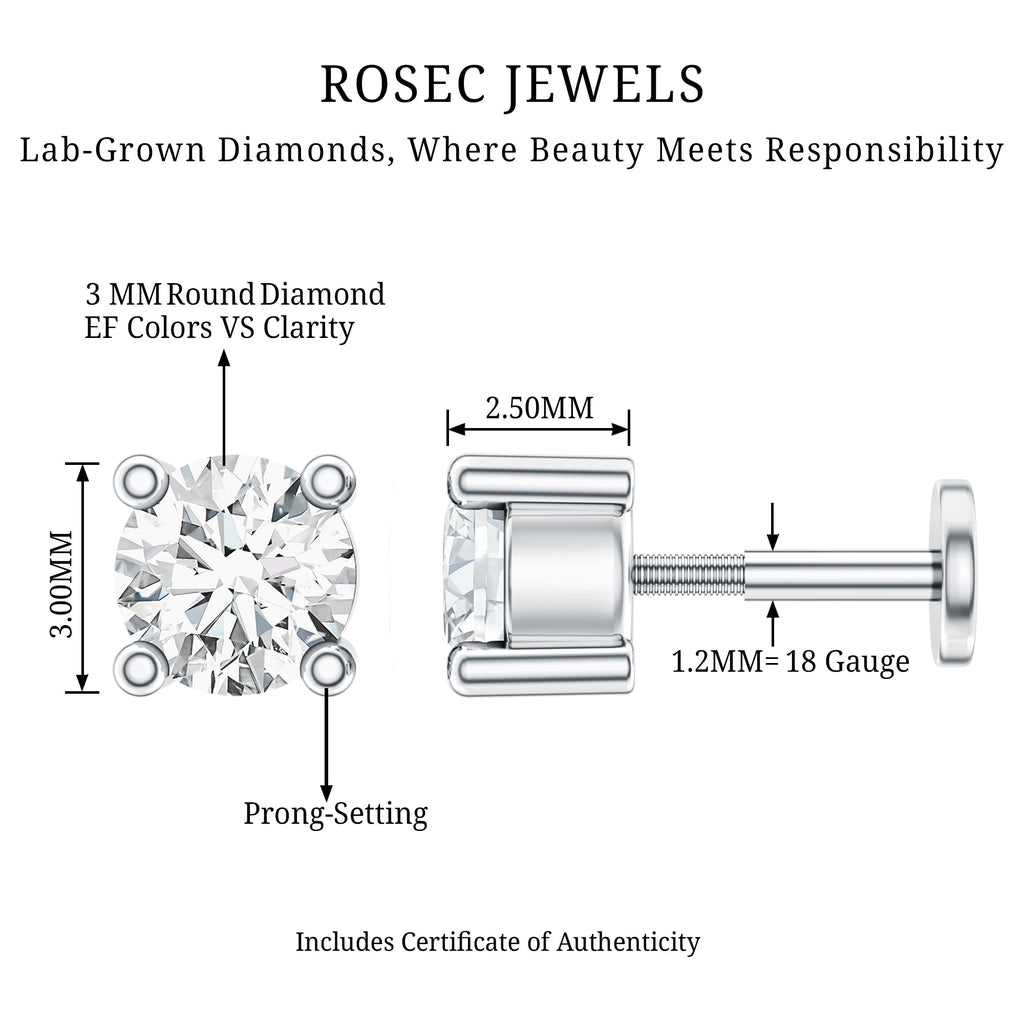 Minimalist Diamond Solitaire Tragus Earring | Body Jewelry | Wiccan Center