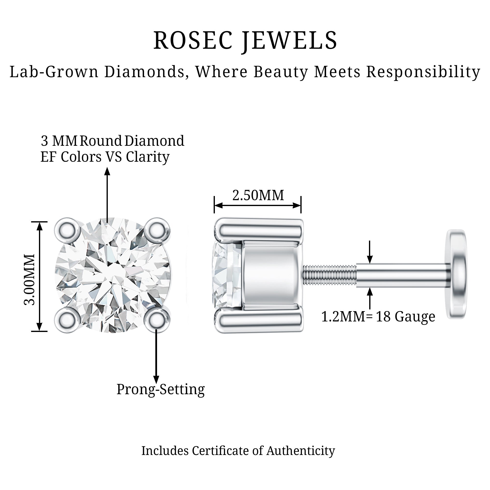 Minimalist Diamond Solitaire Tragus Earring | Body Jewelry | Wiccan Center