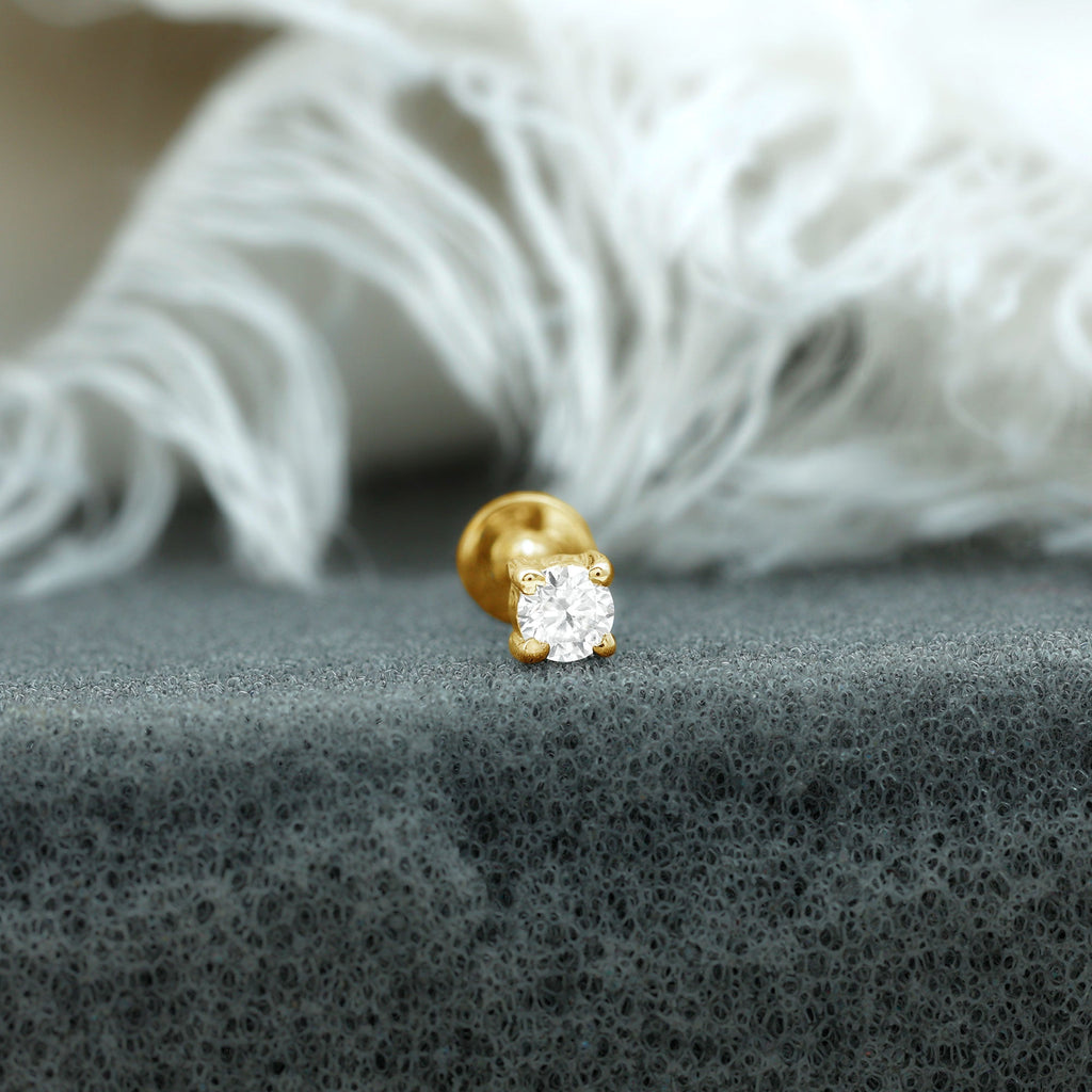 Minimalist Diamond Solitaire Tragus Earring | Body Jewelry | Wiccan Center