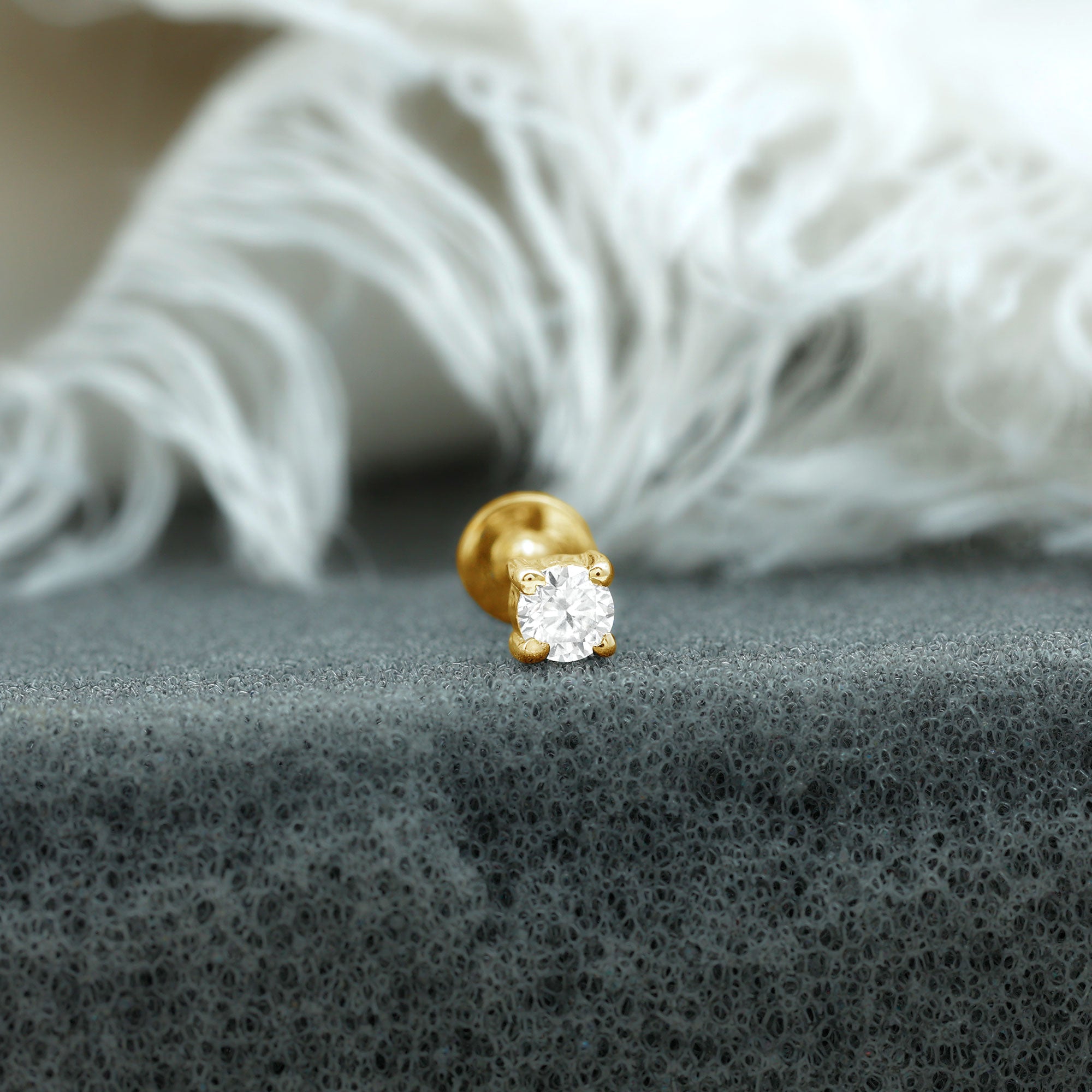 Minimalist Diamond Solitaire Tragus Earring | Body Jewelry | Wiccan Center