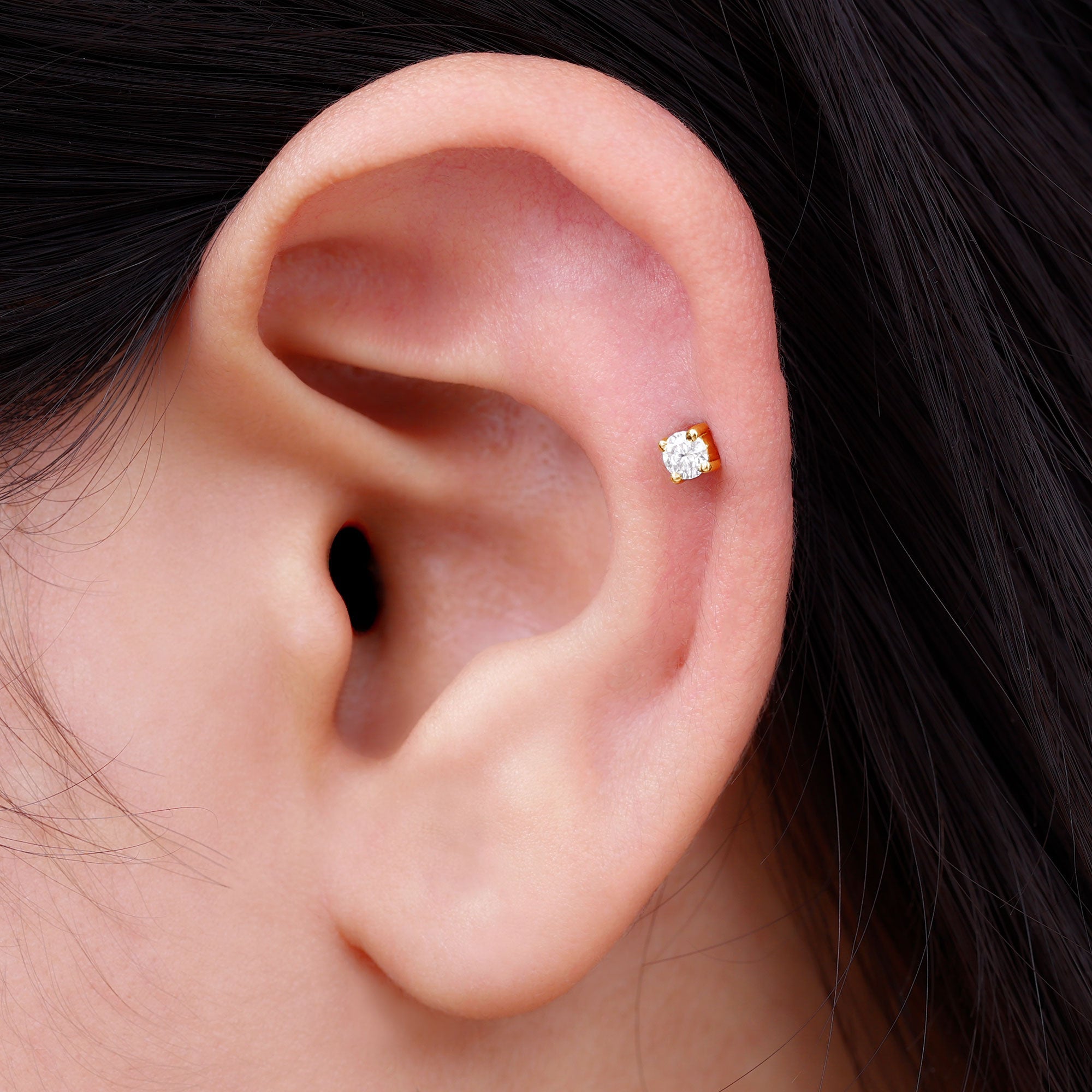 Minimalist Diamond Solitaire Tragus Earring | Body Jewelry | Wiccan Center