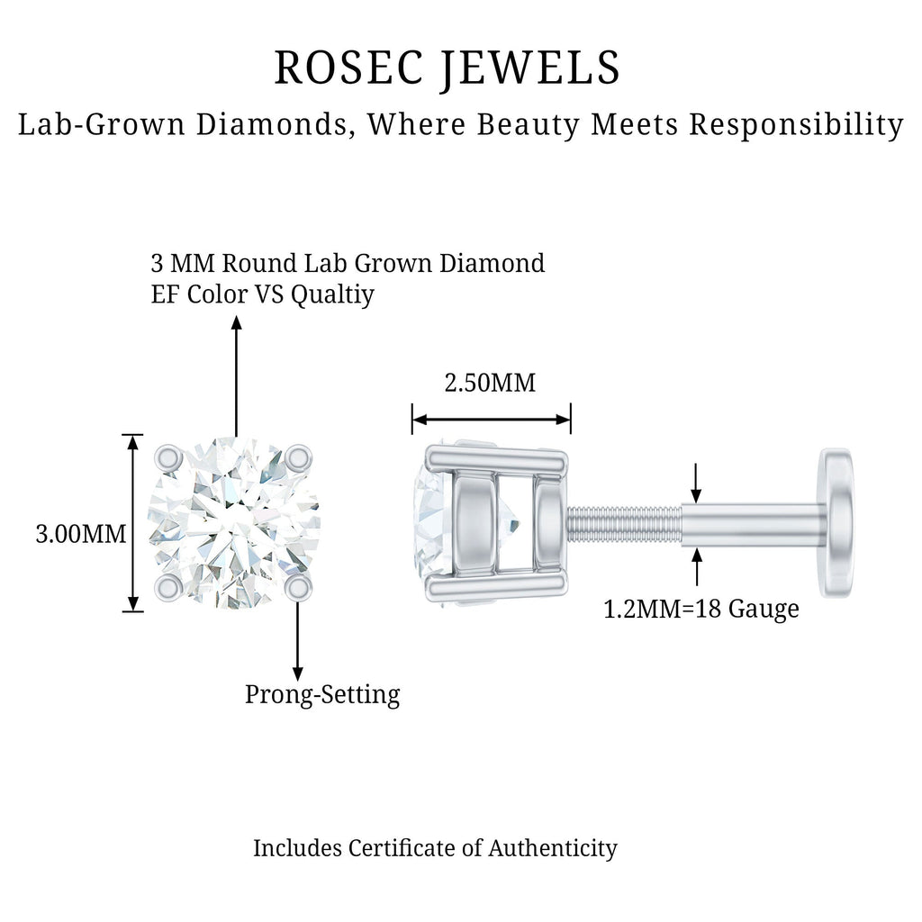 Minimalist Diamond Solitaire Earring for Tragus Piercing | Body Jewelry | Wiccan Center