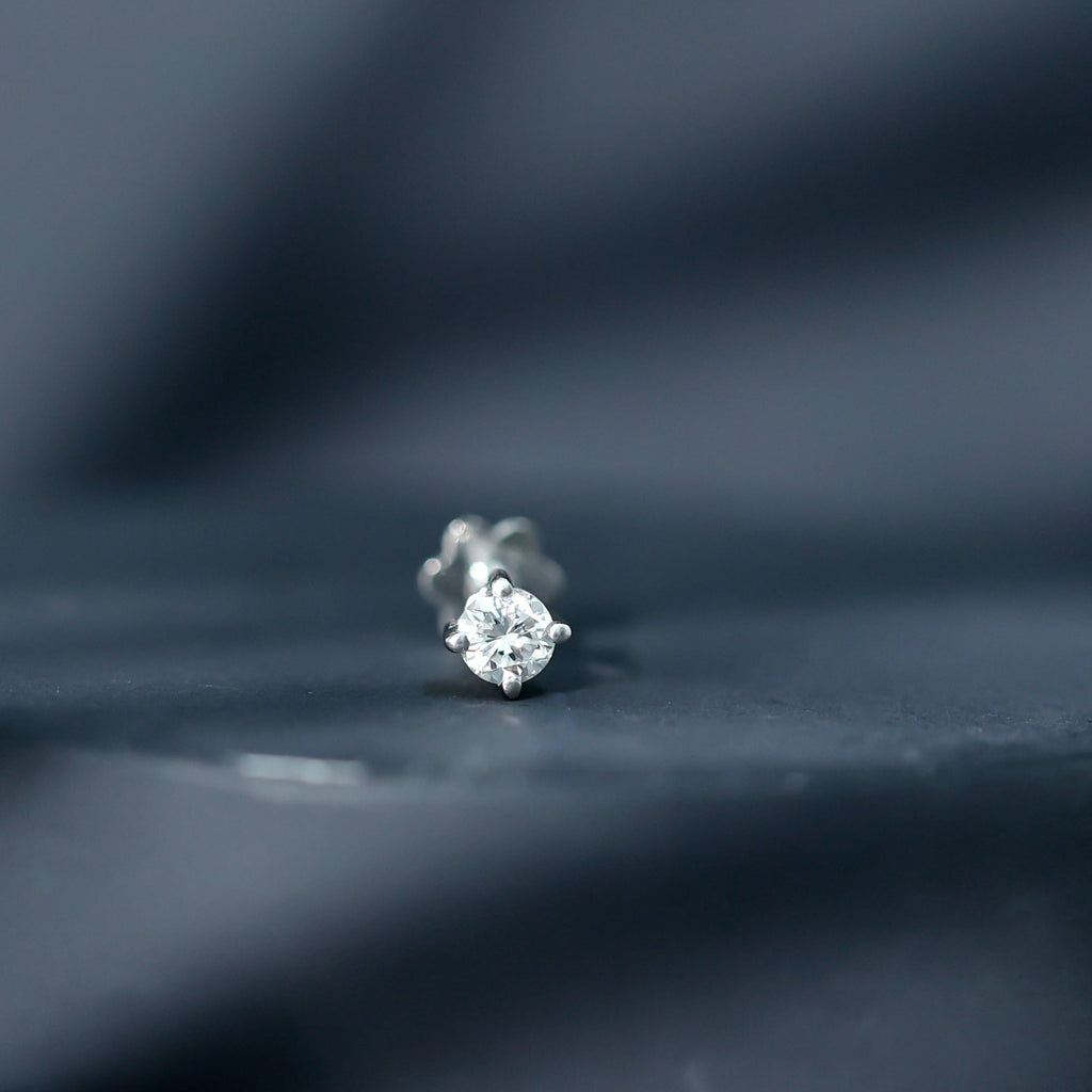 Minimalist Diamond Solitaire Earring for Tragus Piercing | Body Jewelry | Wiccan Center