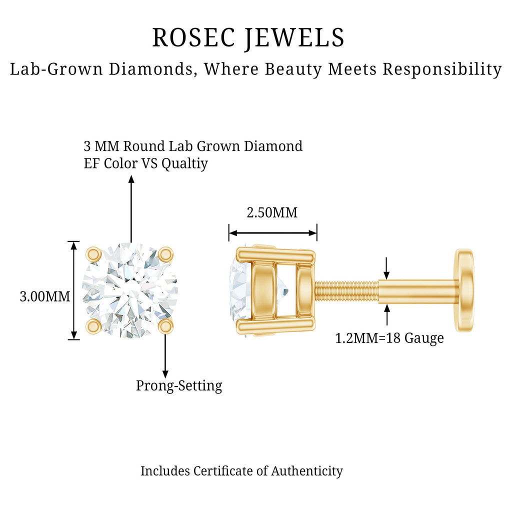 Minimalist Diamond Solitaire Earring for Tragus Piercing | Body Jewelry | Wiccan Center