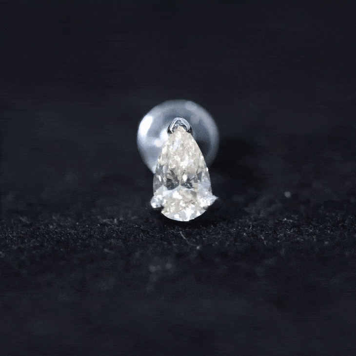 Solitaire Pear Shape Diamond Earring for Tragus Piercing | Body Jewelry | Wiccan Center