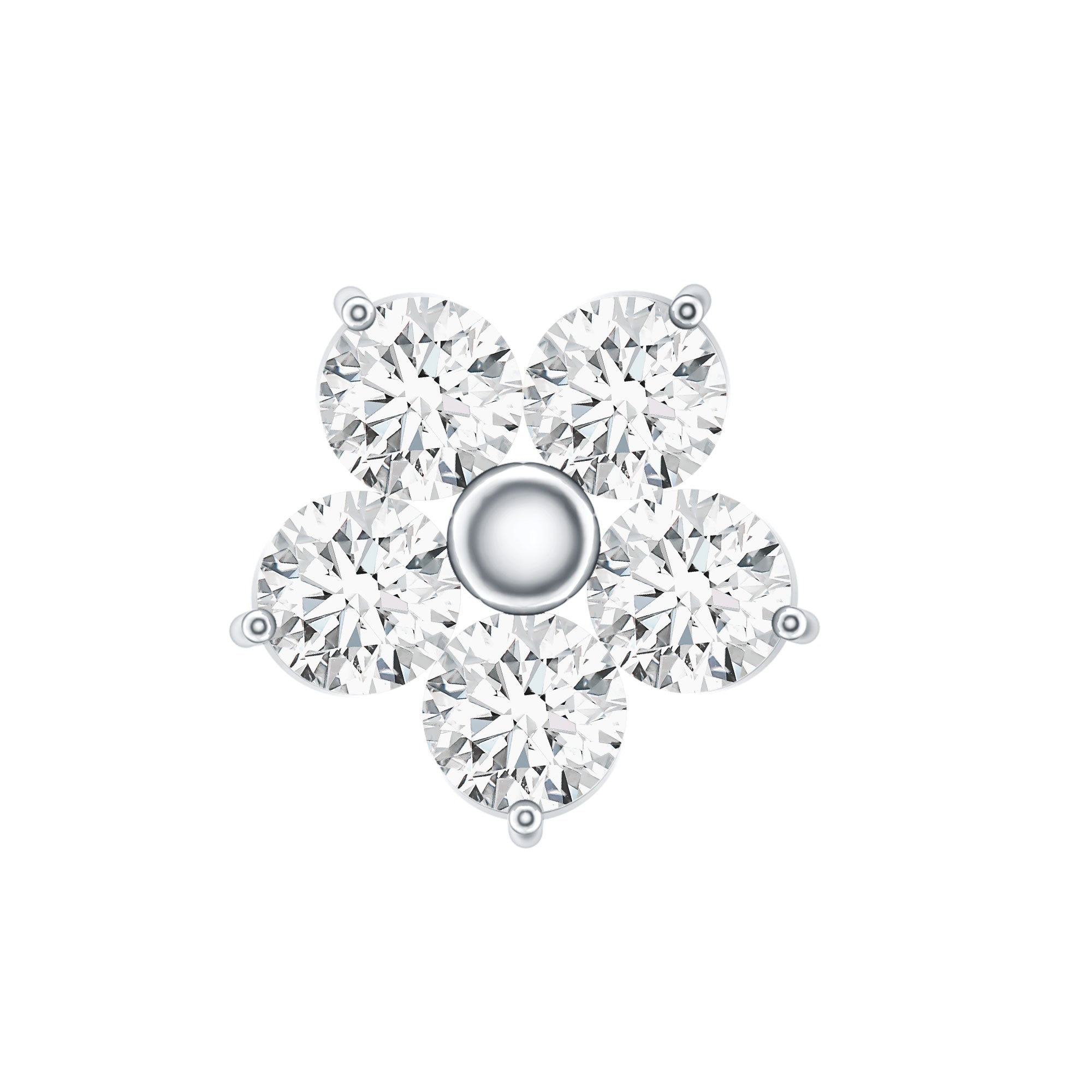 Minimalist Diamond Flower Tragus Earring with Flat Back | Body Jewelry | Wiccan Center