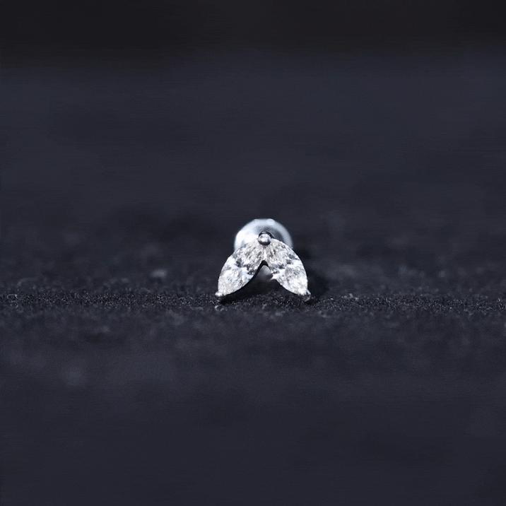 Marquise Diamond Two Stone Earring for Tragus Piercing | Body Jewelry | Wiccan Center