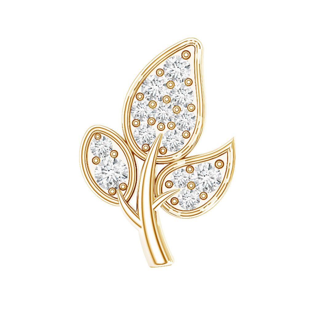 Diamond Leaf Flat Back Cartilage Stud Earring (18G) – Nature Inspired Helix & Tragus Jewelry in Gold | Body Jewelry | Wiccan Center