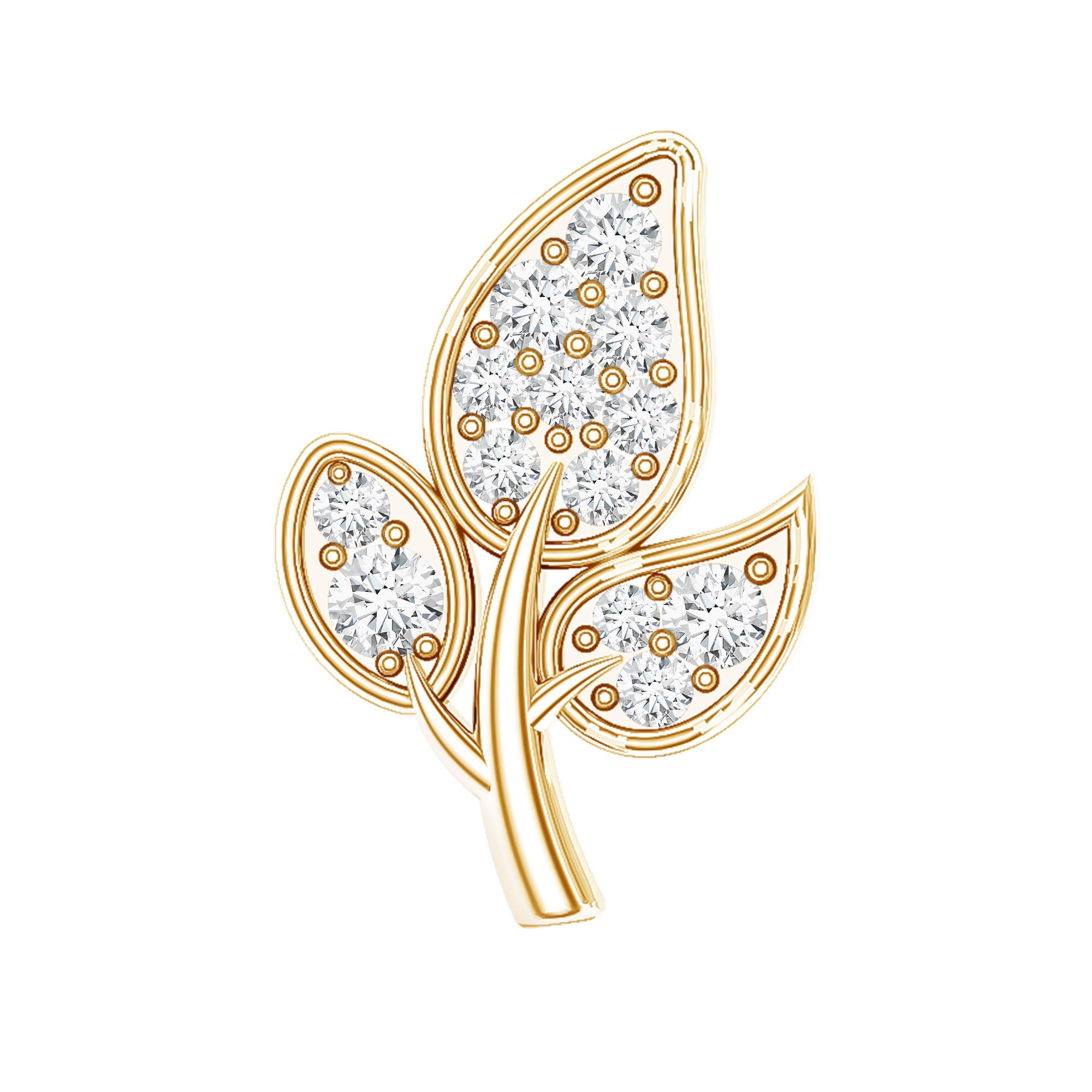 Diamond Leaf Flat Back Cartilage Stud Earring (18G) – Nature Inspired Helix & Tragus Jewelry in Gold | Body Jewelry | Wiccan Center
