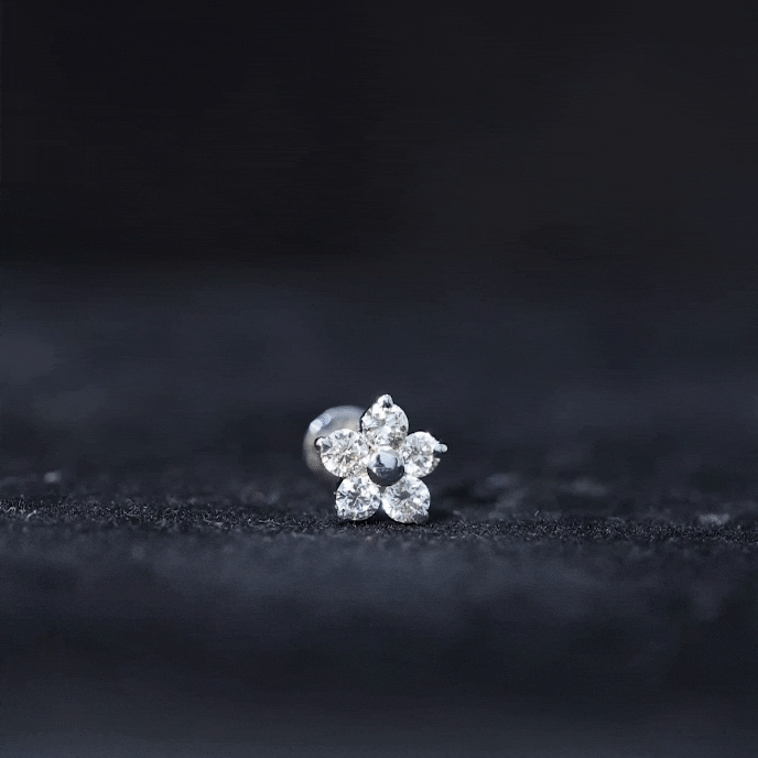 Nature Inspired Diamond Flower Earring for Tragus Piercing | Body Jewelry | Wiccan Center