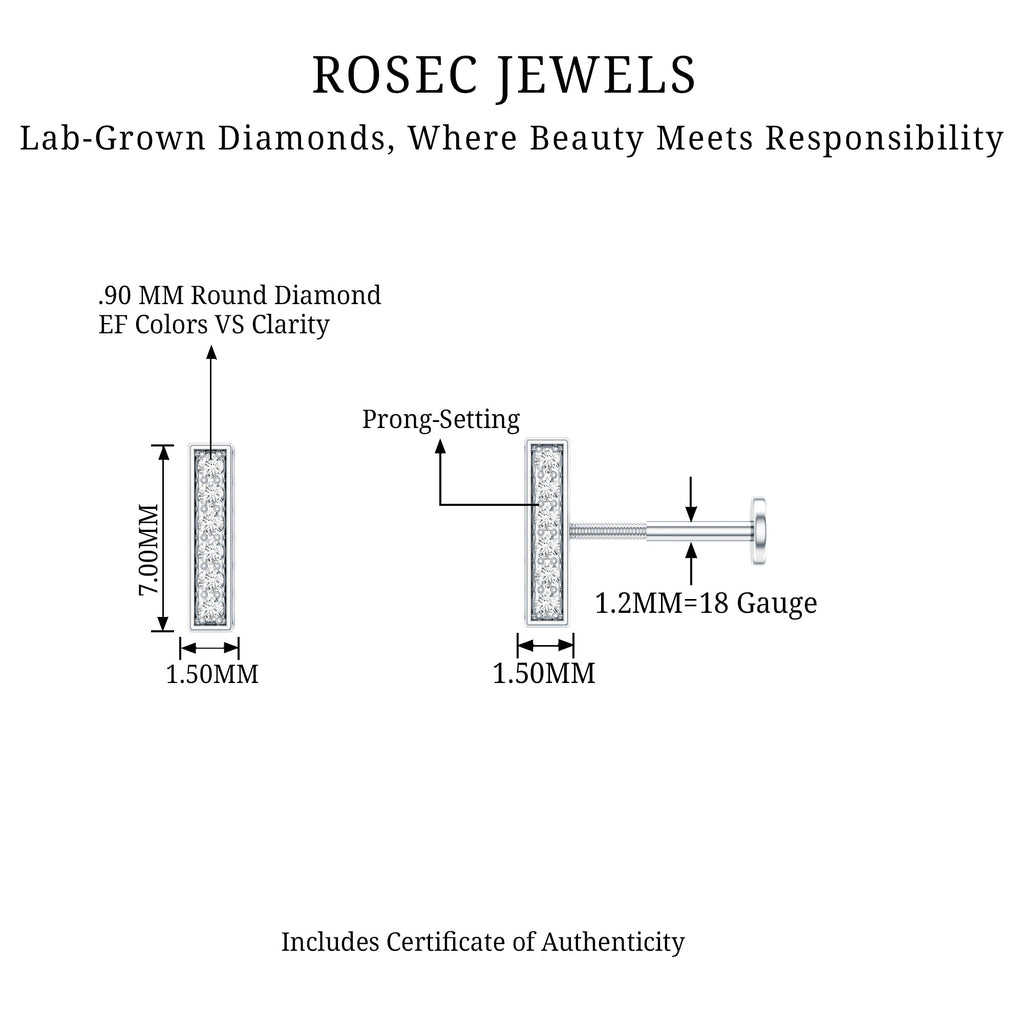 Diamond Bar Earring for Tragus Piercing | Body Jewelry | Wiccan Center