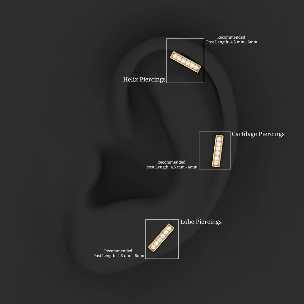 Diamond Bar Earring for Tragus Piercing | Body Jewelry | Wiccan Center