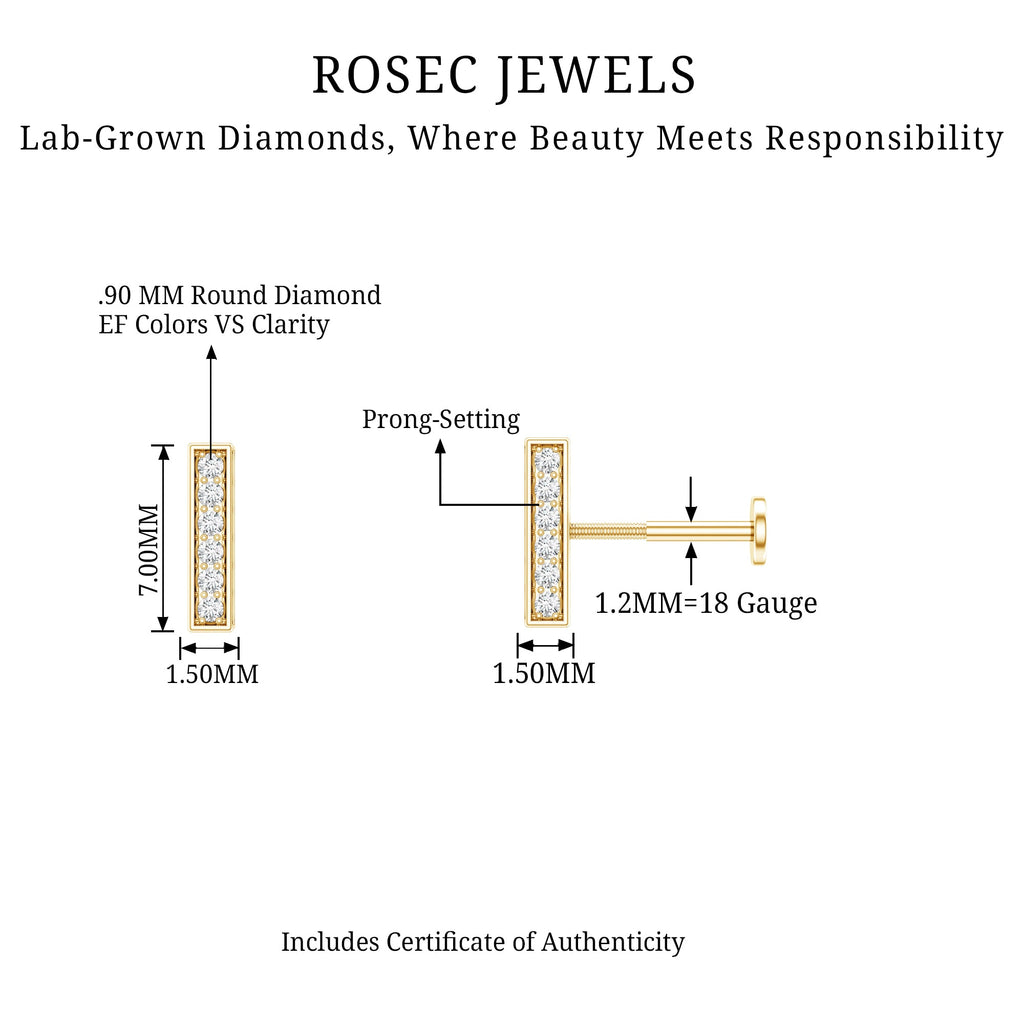 Diamond Bar Earring for Tragus Piercing | Body Jewelry | Wiccan Center