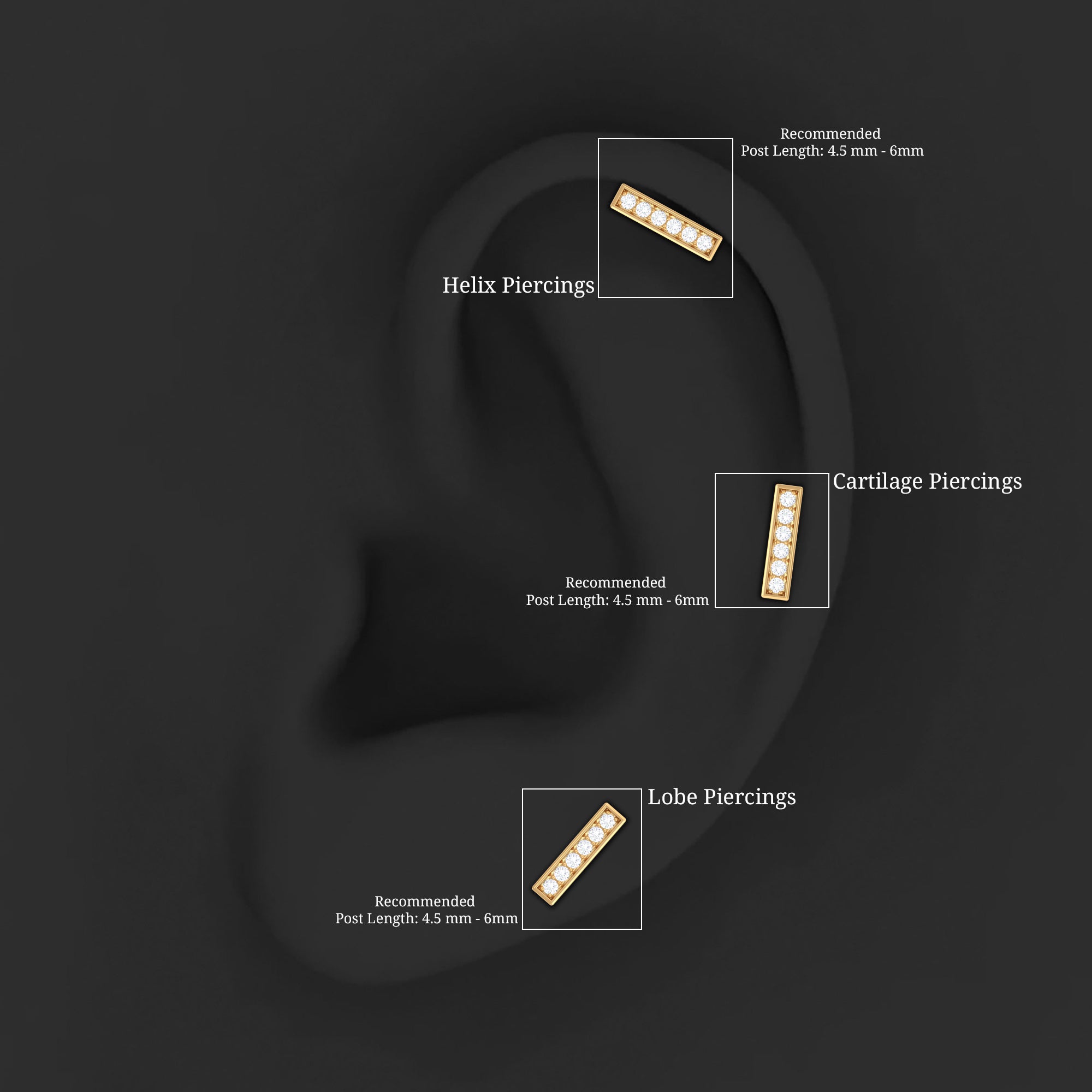 Diamond Bar Earring for Tragus Piercing | Body Jewelry | Wiccan Center