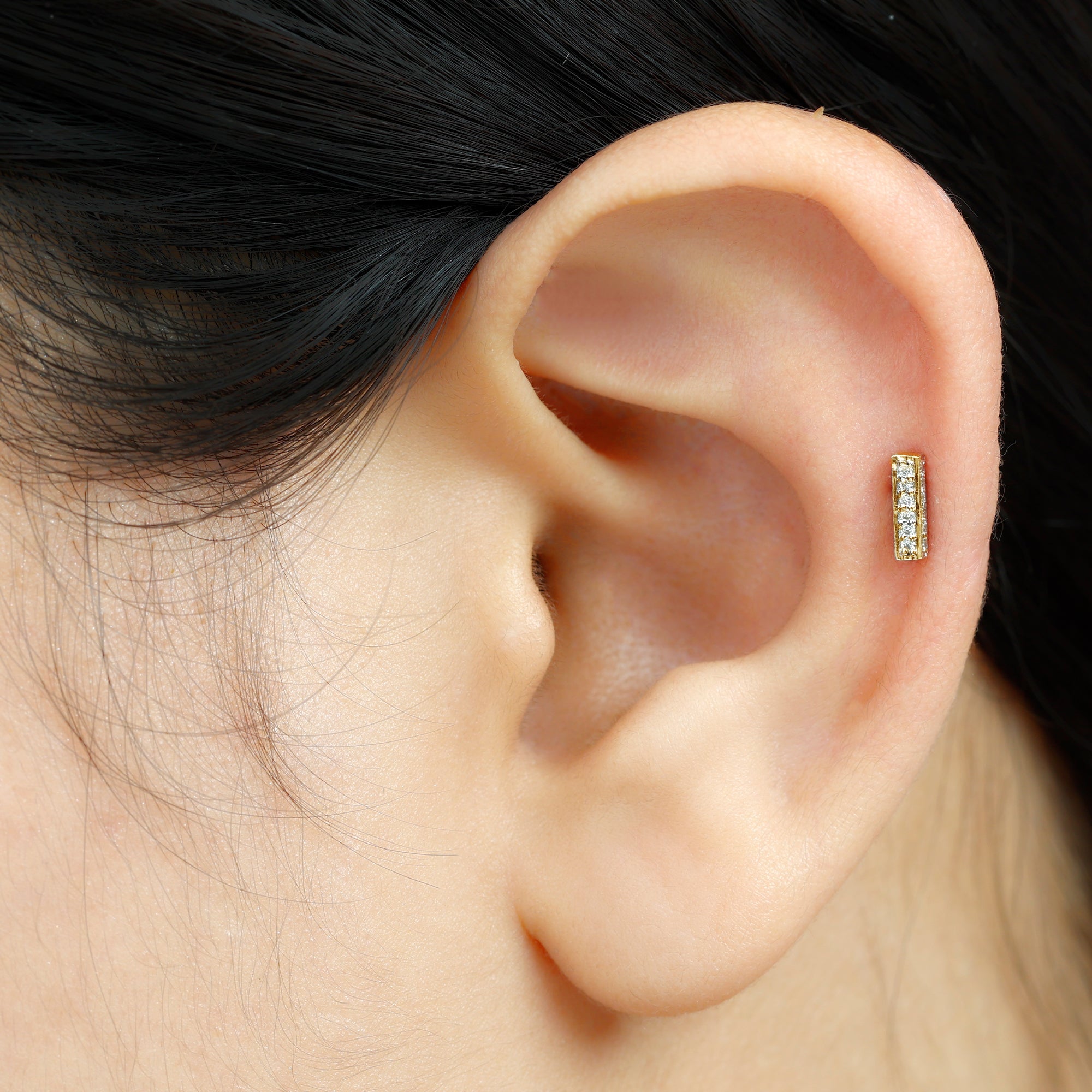 Diamond Bar Earring for Tragus Piercing | Body Jewelry | Wiccan Center