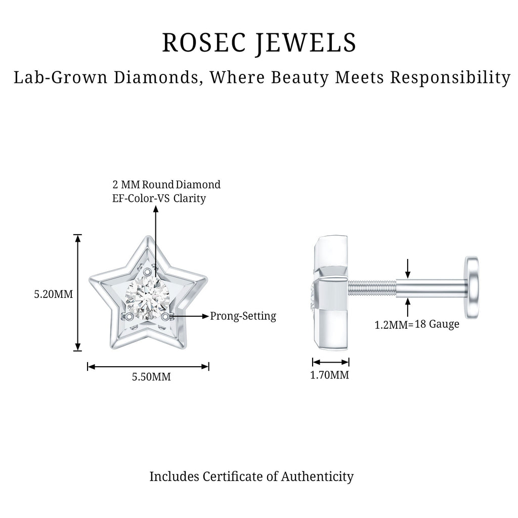 Dainty Diamond Star Earring for Tragus Piercing | Body Jewelry | Wiccan Center