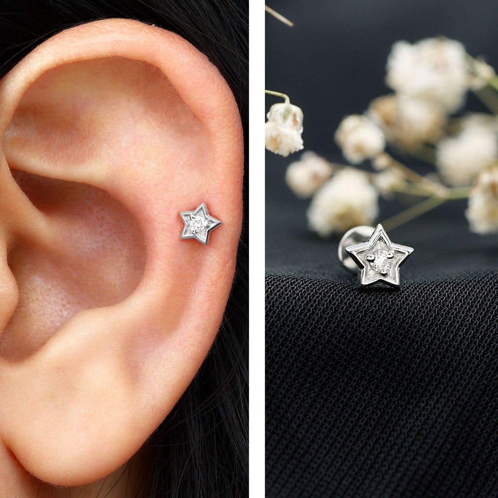 Dainty Diamond Star Earring for Tragus Piercing | Body Jewelry | Wiccan Center