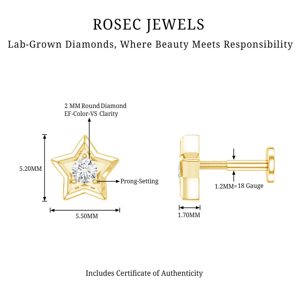 Dainty Diamond Star Earring for Tragus Piercing | Body Jewelry | Wiccan Center