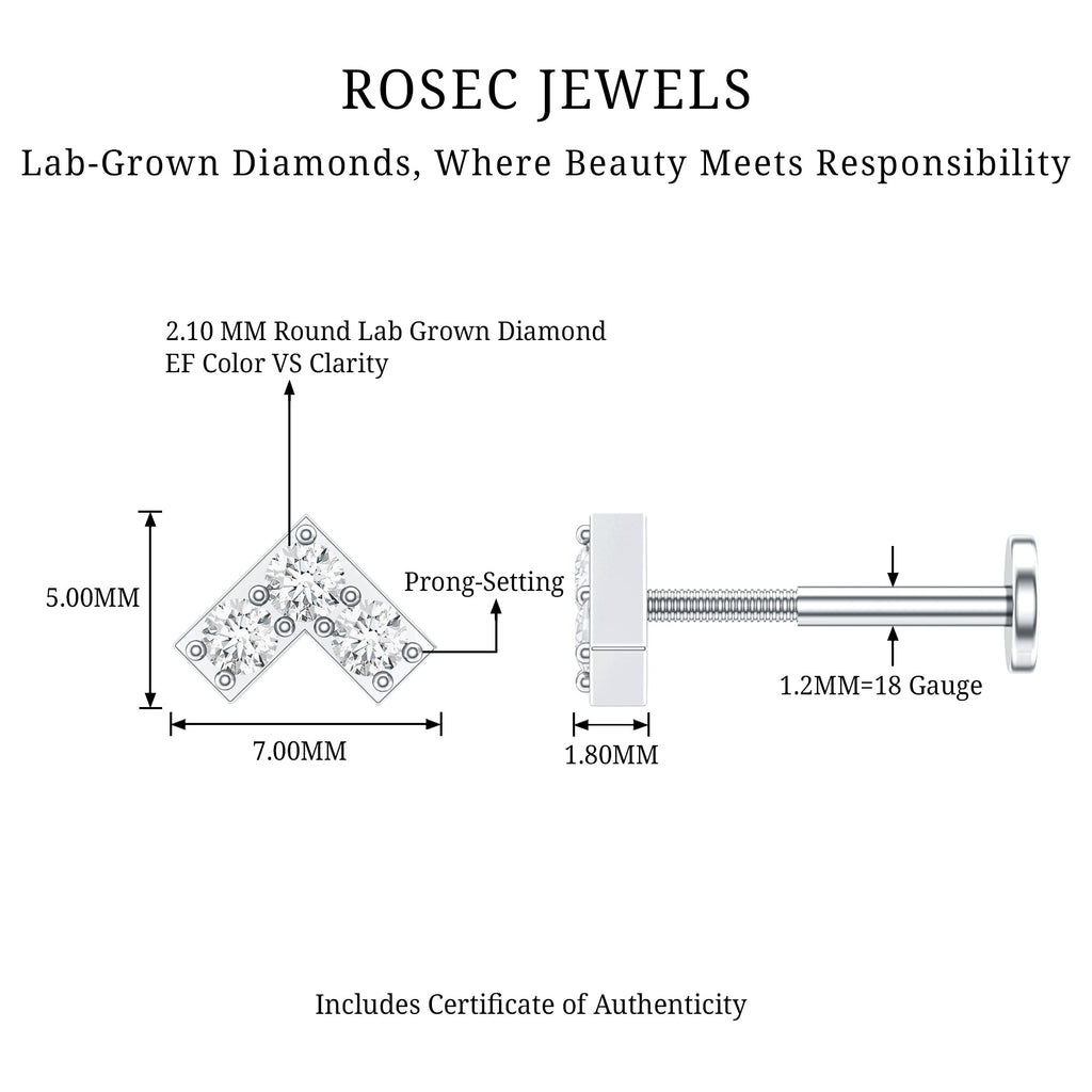 Certified Diamond Chevron V Earring for Tragus Piercing | Body Jewelry | Wiccan Center