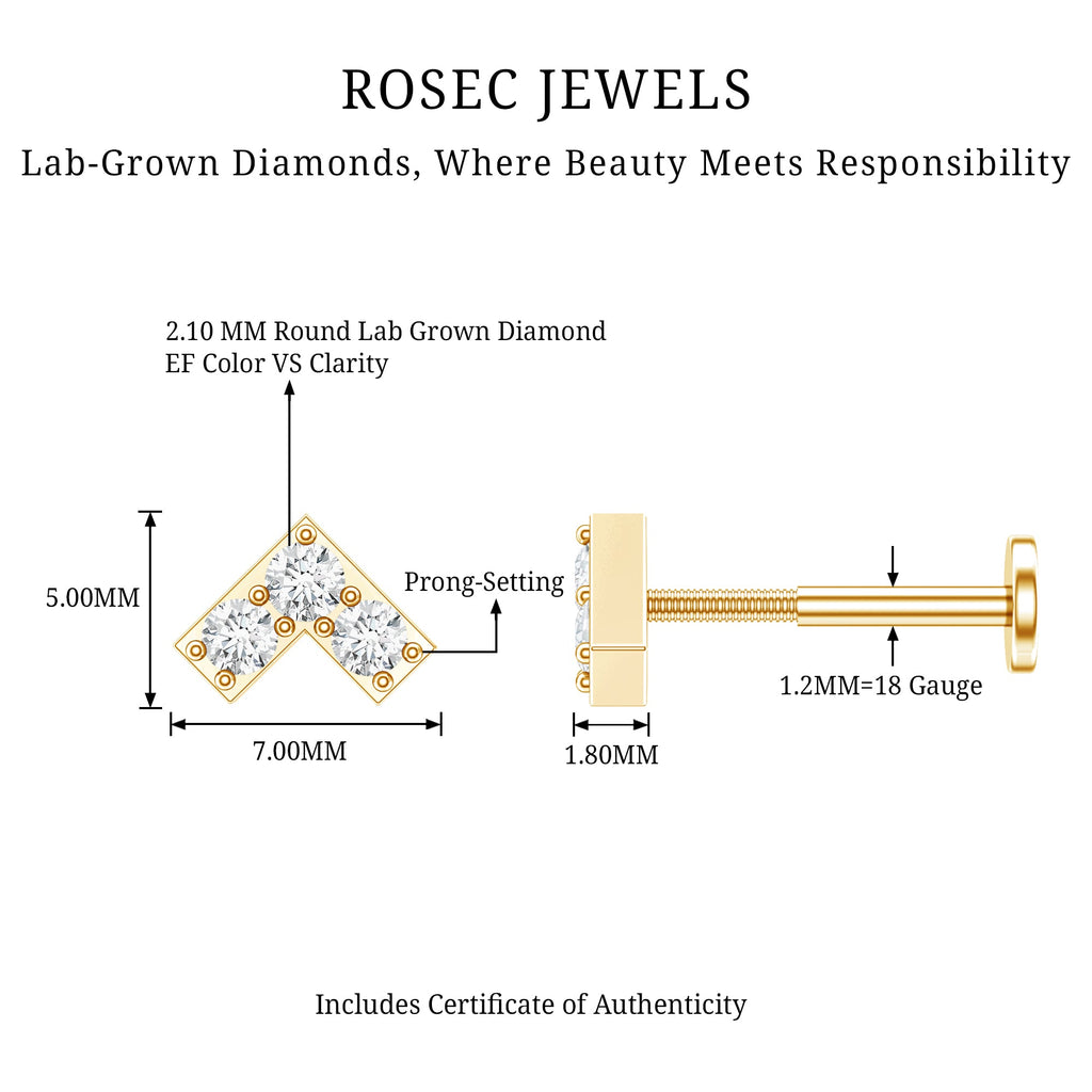 Certified Diamond Chevron V Earring for Tragus Piercing | Body Jewelry | Wiccan Center