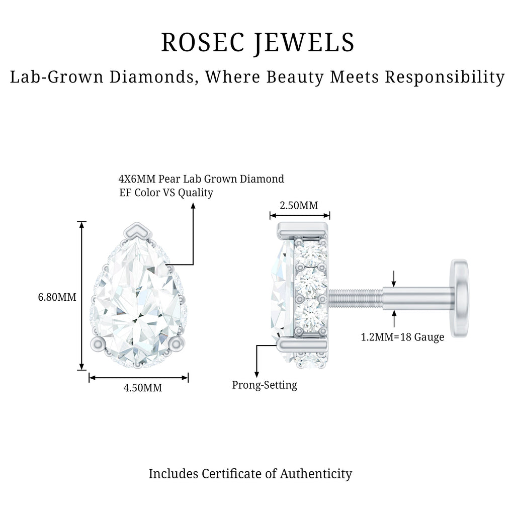 Solitaire Diamond Teardrop Tragus Earring for Women | Body Jewelry | Wiccan Center