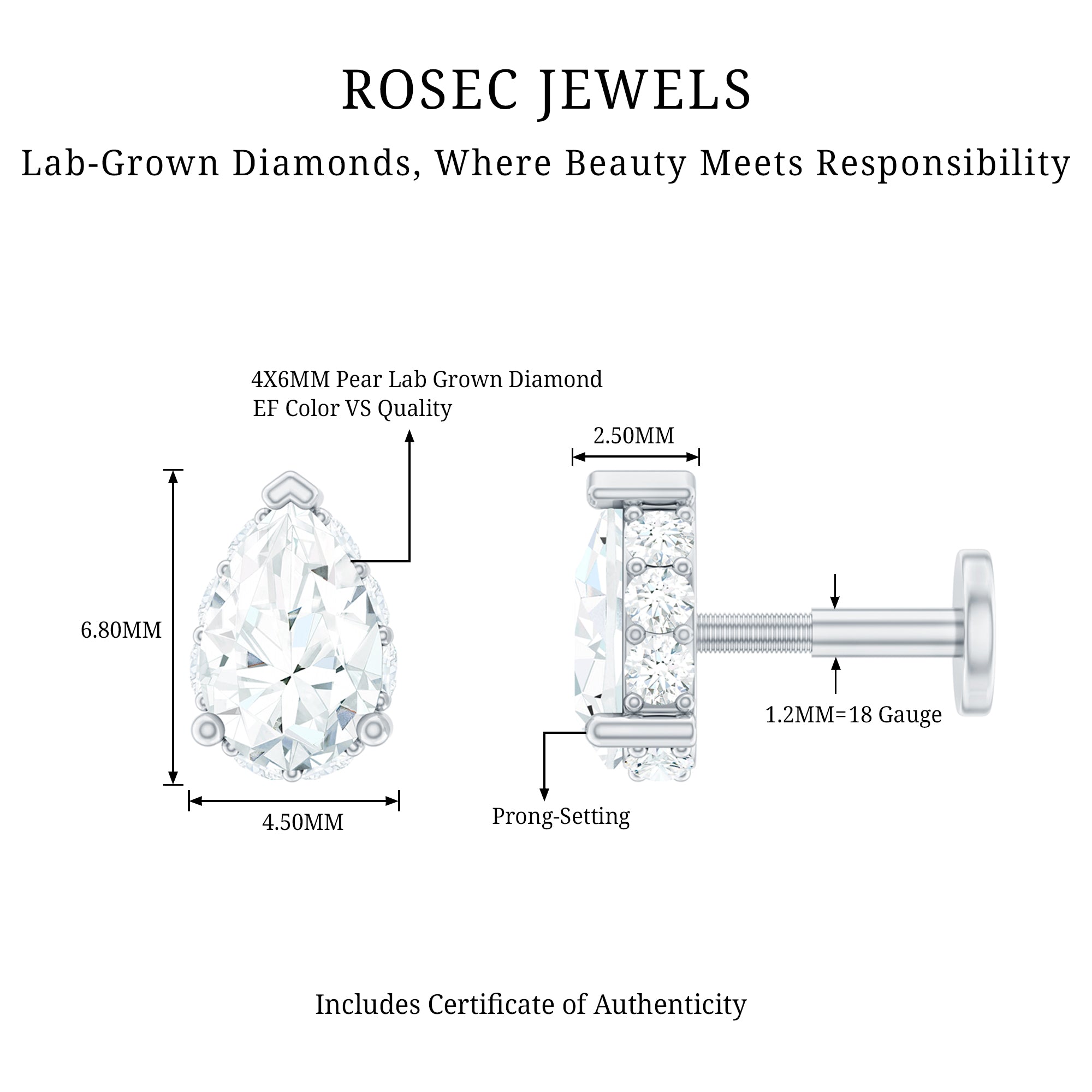 Solitaire Diamond Teardrop Tragus Earring for Women | Body Jewelry | Wiccan Center