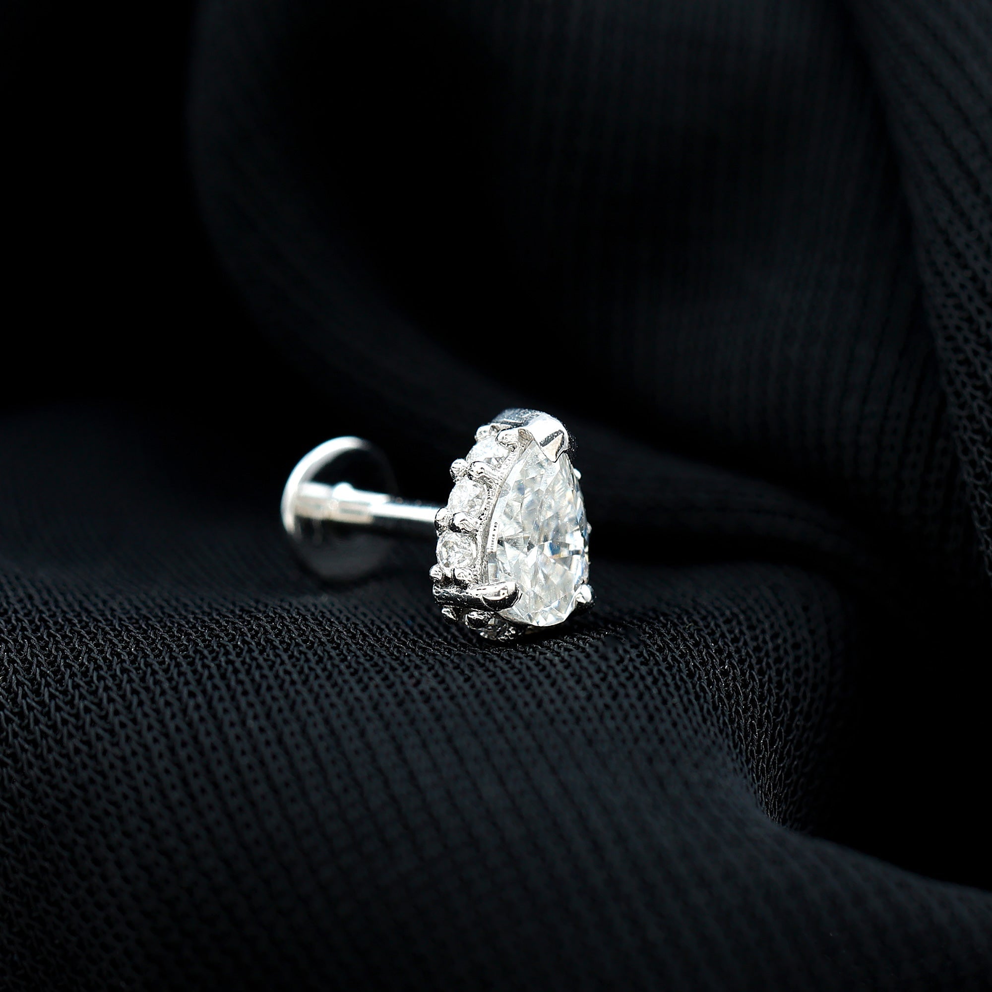 Solitaire Diamond Teardrop Tragus Earring for Women | Body Jewelry | Wiccan Center