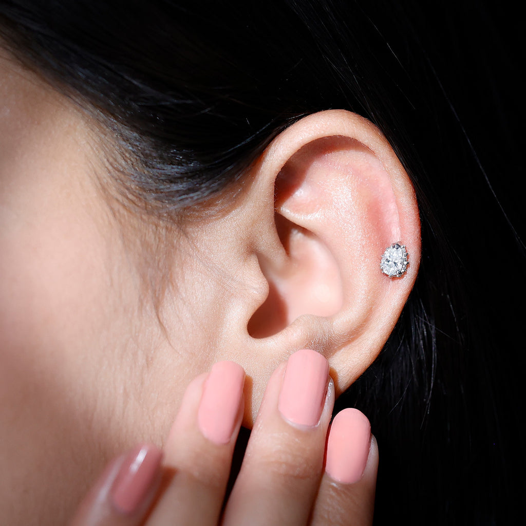 Solitaire Diamond Teardrop Tragus Earring for Women | Body Jewelry | Wiccan Center