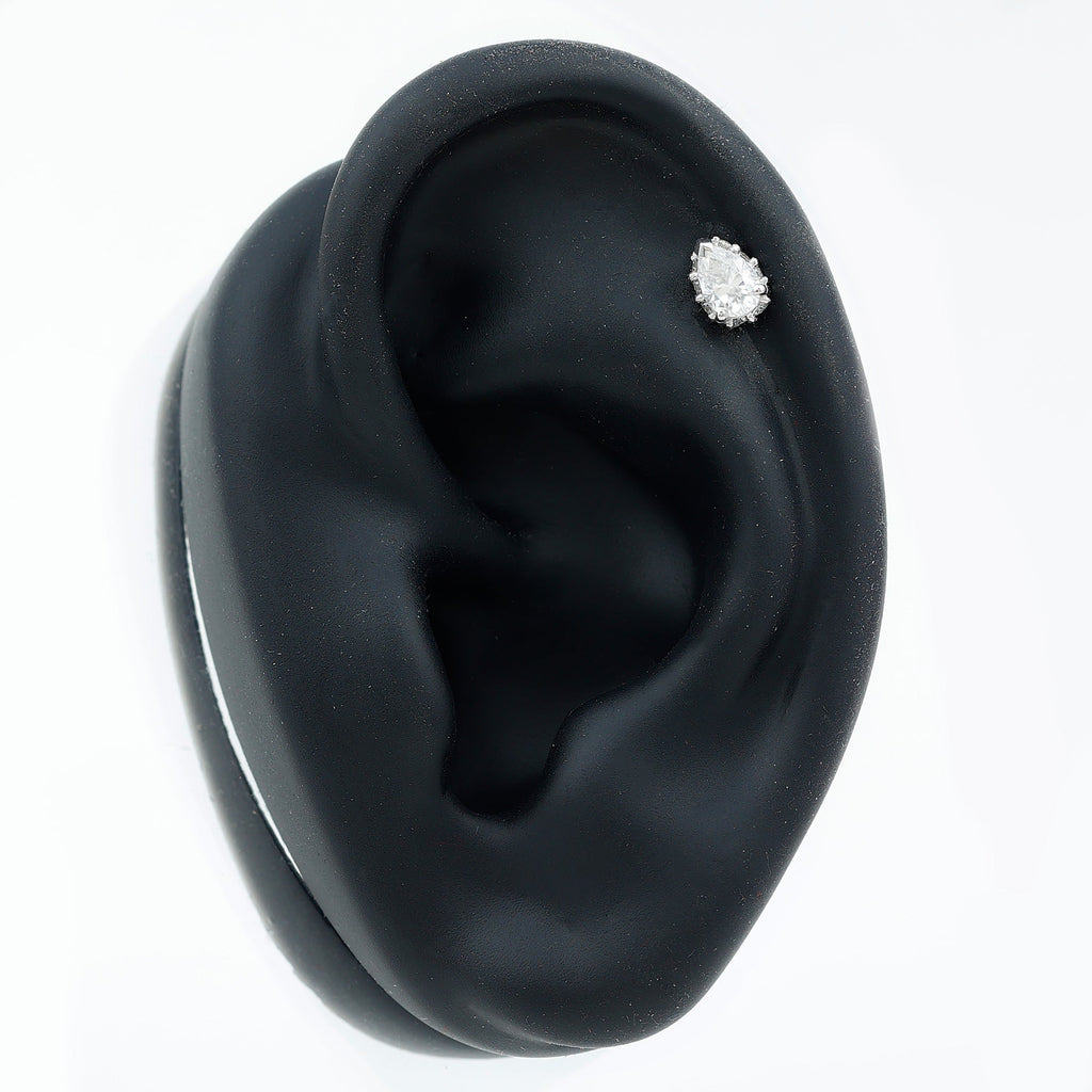 Solitaire Diamond Teardrop Tragus Earring for Women | Body Jewelry | Wiccan Center