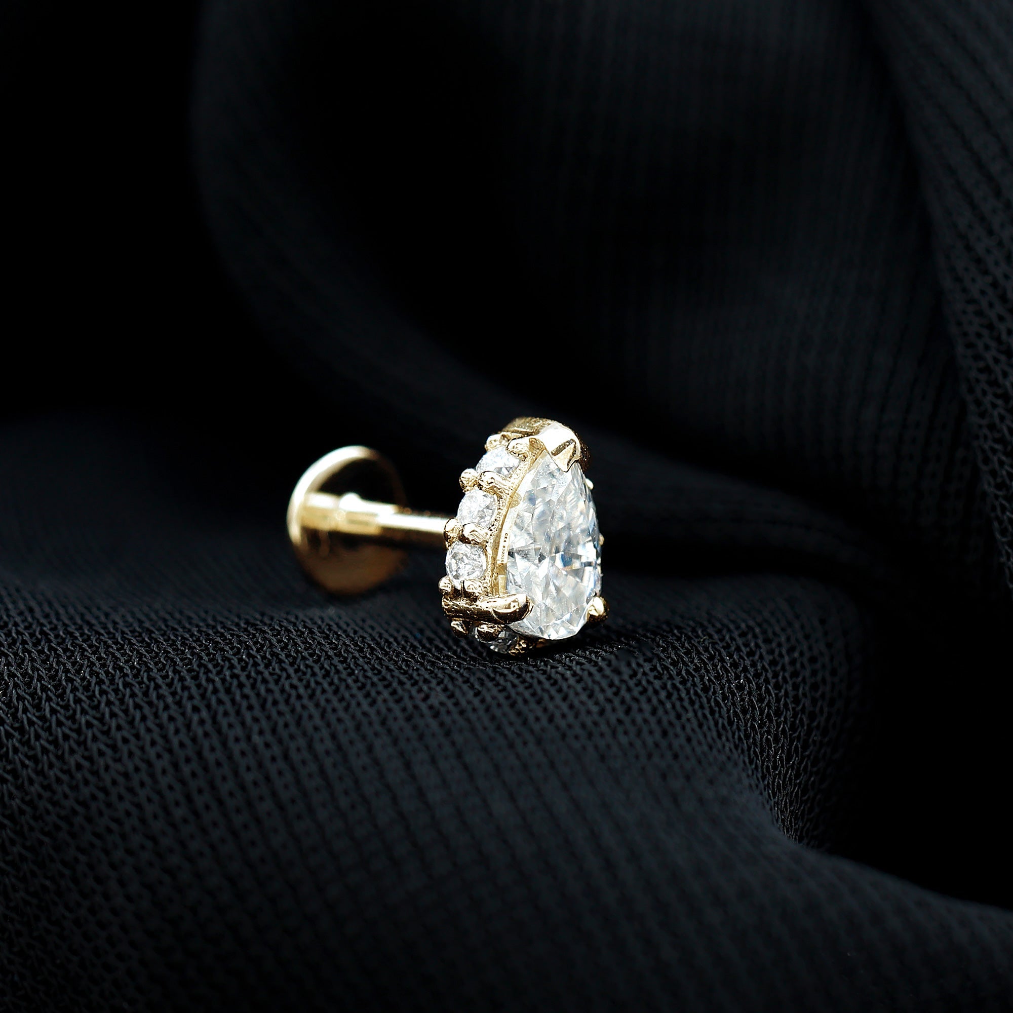 Solitaire Diamond Teardrop Tragus Earring for Women | Body Jewelry | Wiccan Center