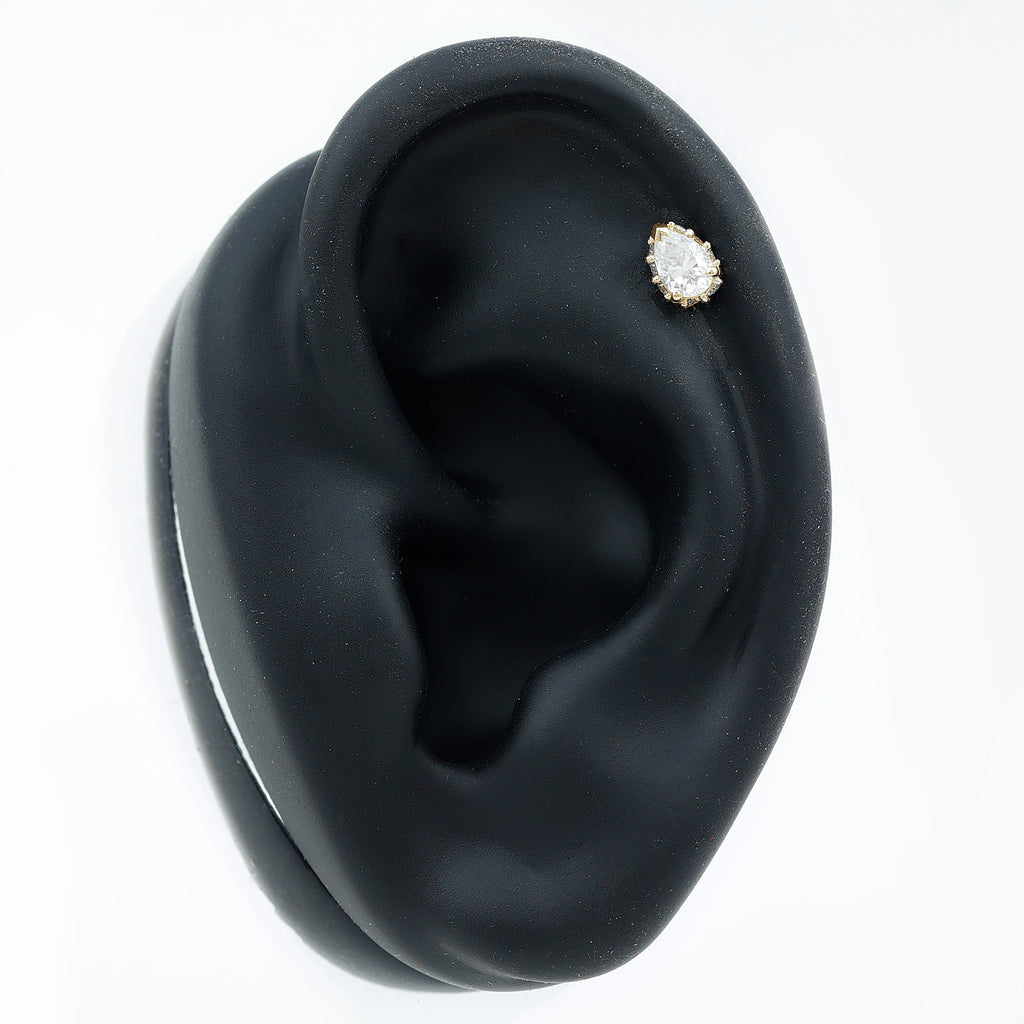Solitaire Diamond Teardrop Tragus Earring for Women | Body Jewelry | Wiccan Center