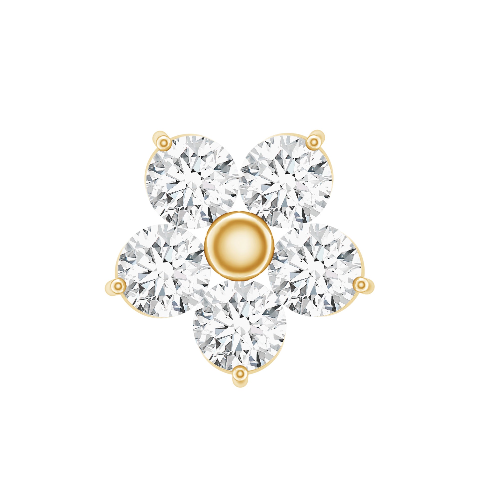 Minimalist Diamond Flower Tragus Earring with Flat Back | Body Jewelry | Wiccan Center
