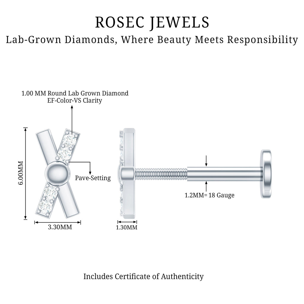 Simple Diamond X Earring for Tragus Piercing | Body Jewelry | Wiccan Center