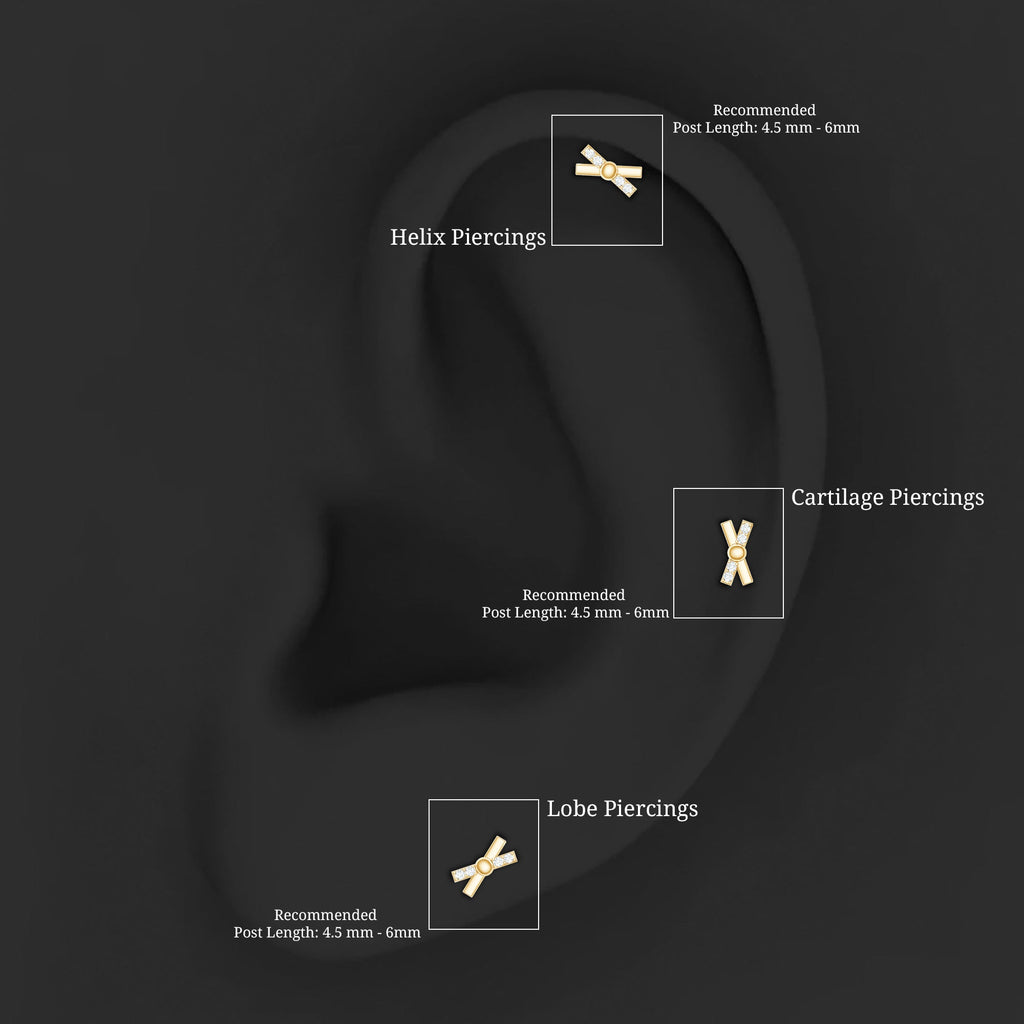 Simple Diamond X Earring for Tragus Piercing | Body Jewelry | Wiccan Center