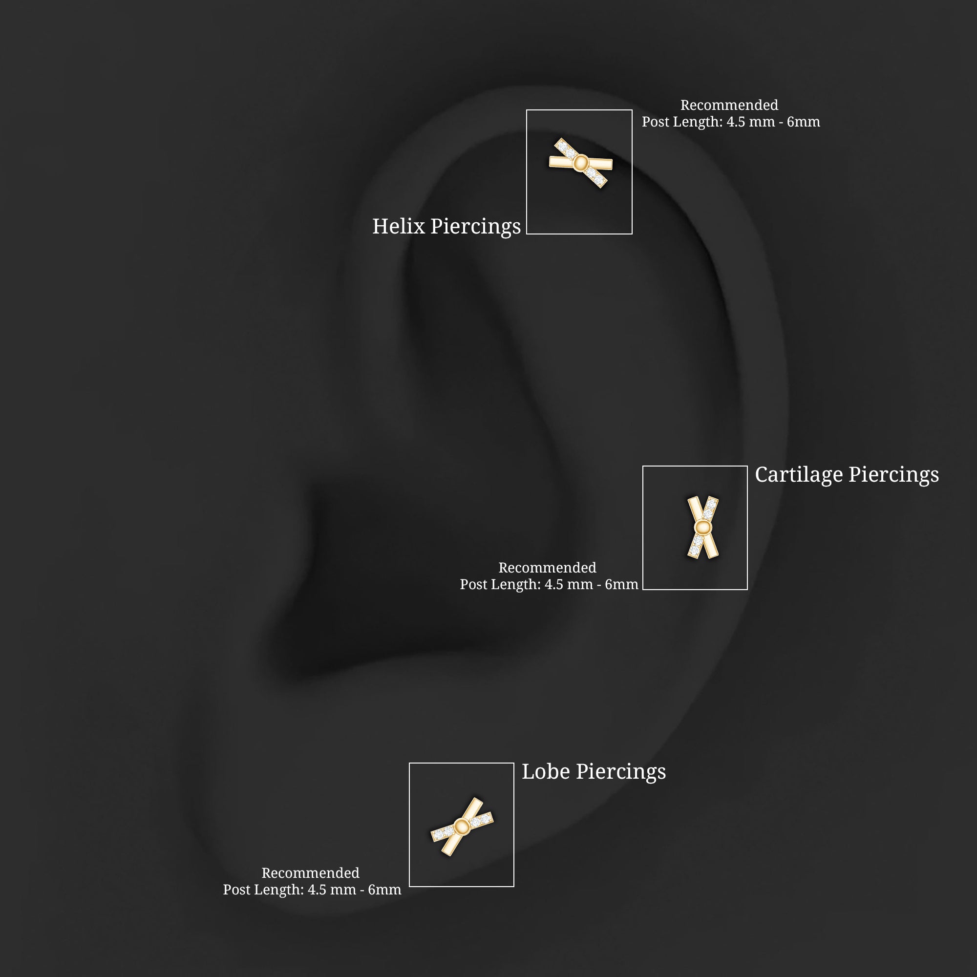 Simple Diamond X Earring for Tragus Piercing | Body Jewelry | Wiccan Center