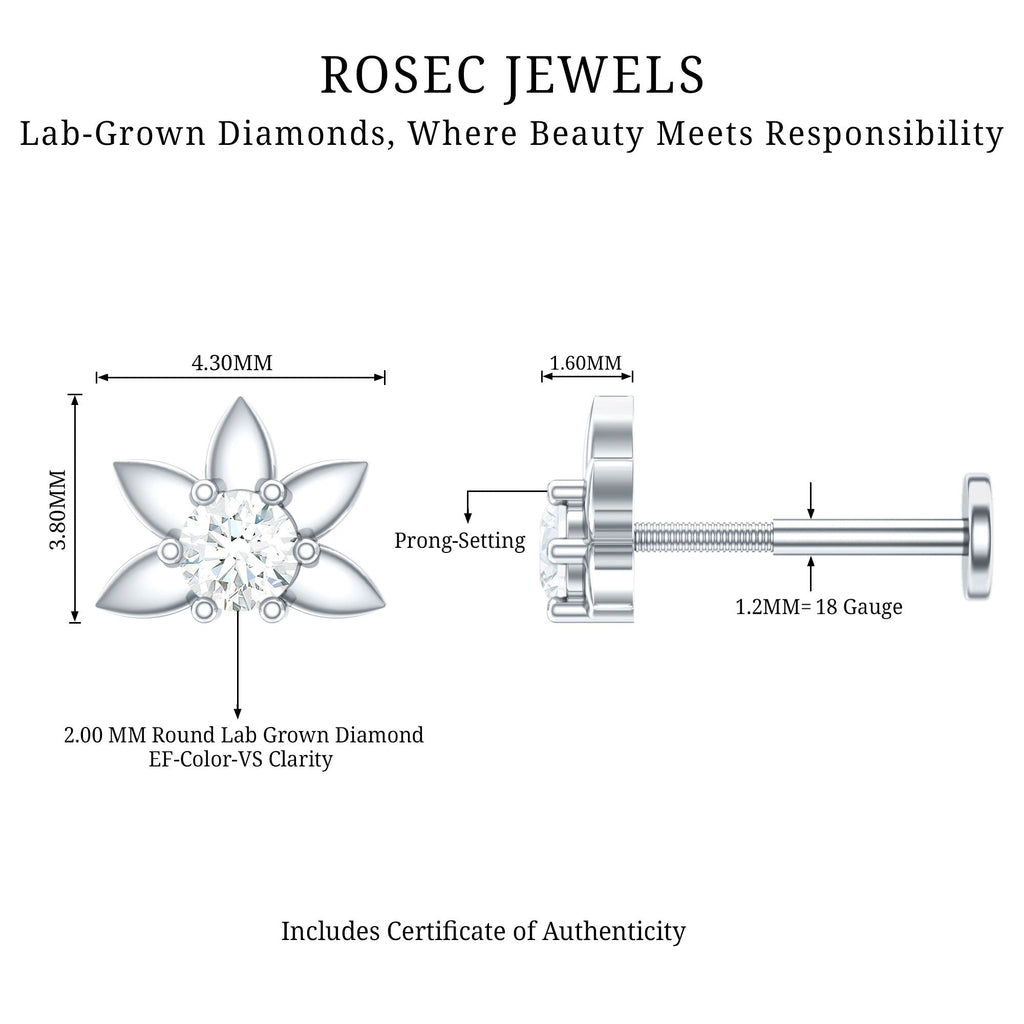 Diamond Floral Earring for Tragus Piercing | Body Jewelry | Wiccan Center