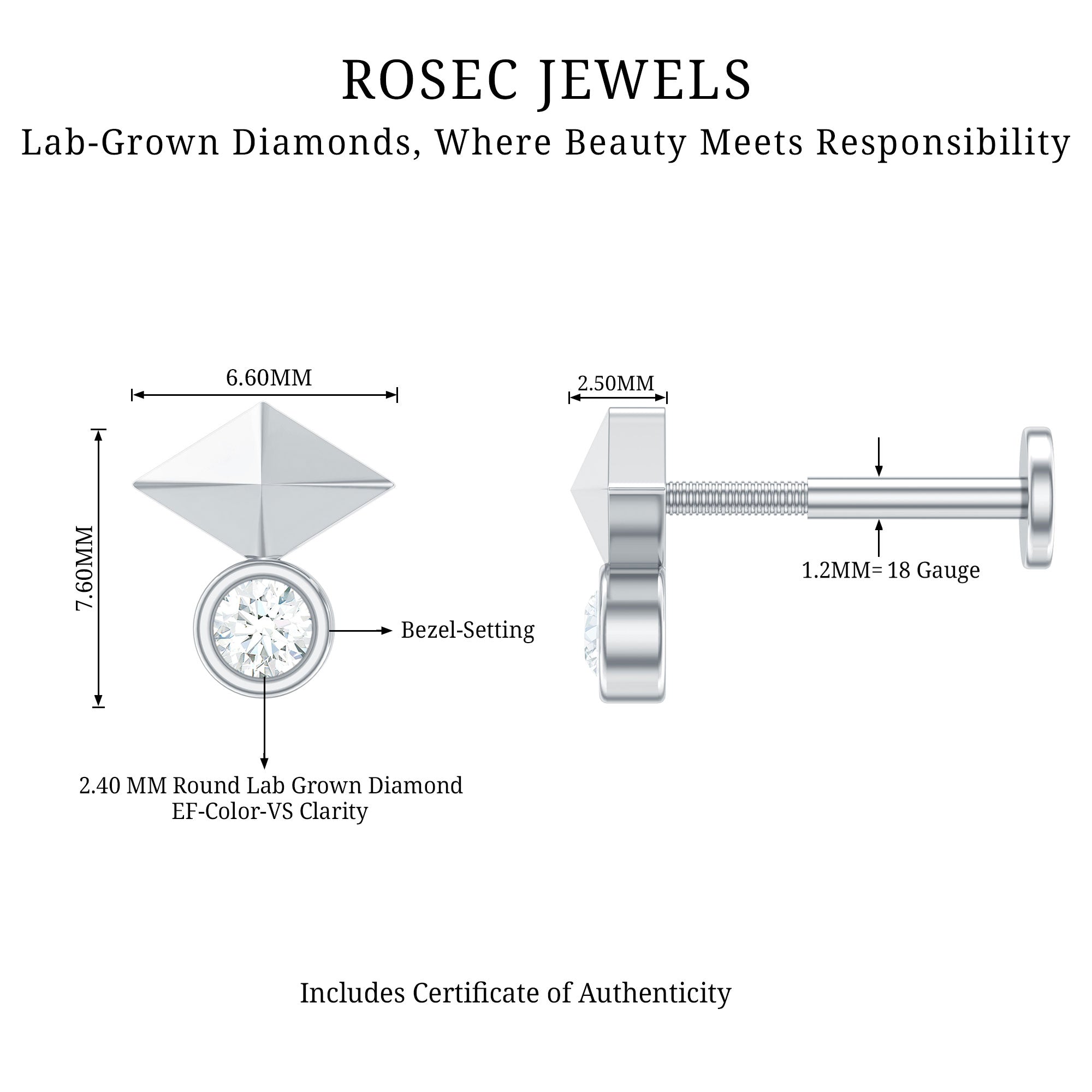 Diamond Geometric Tragus Earring | Body Jewelry | Wiccan Center