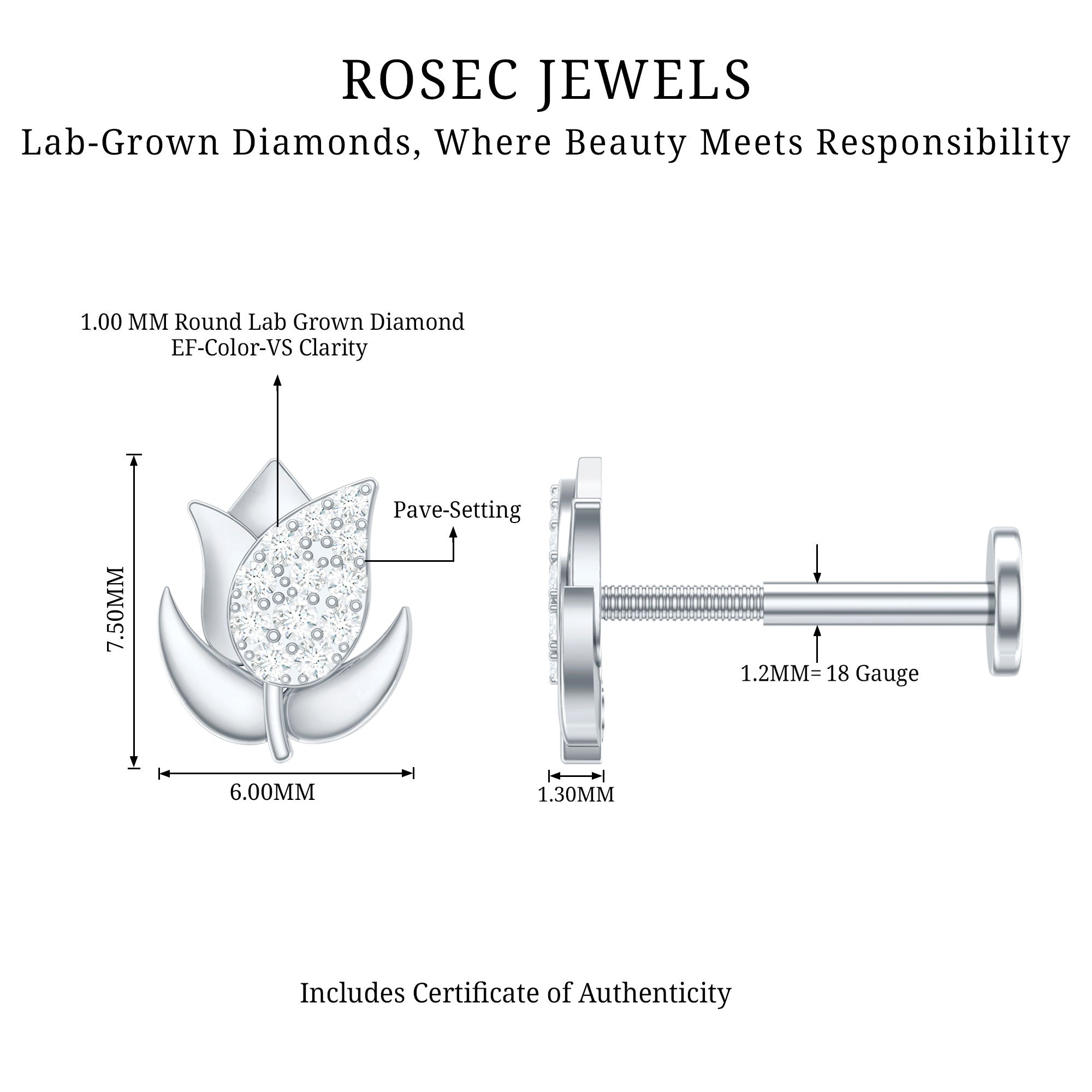 Diamond Flower Earring for Tragus Piercing | Body Jewelry | Wiccan Center
