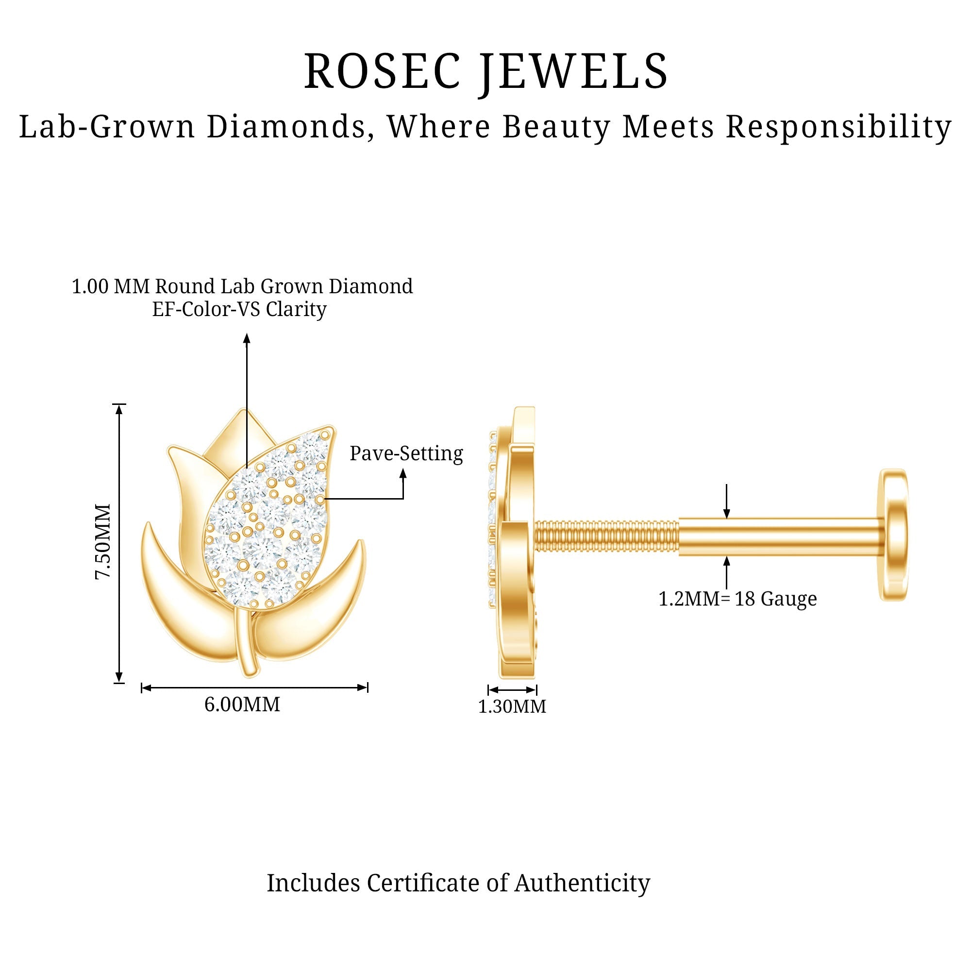 Diamond Flower Earring for Tragus Piercing | Body Jewelry | Wiccan Center