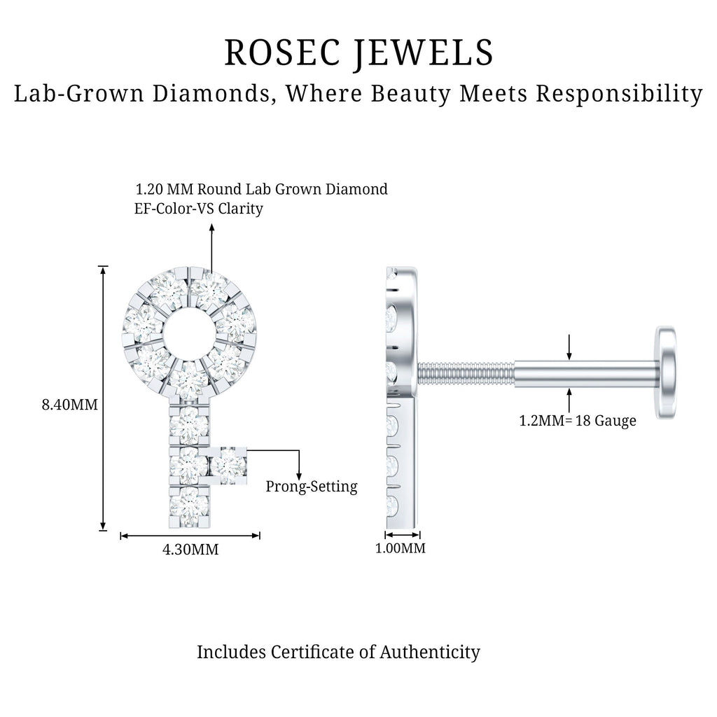 Diamond Key Shape Tragus Earring | Body Jewelry | Wiccan Center