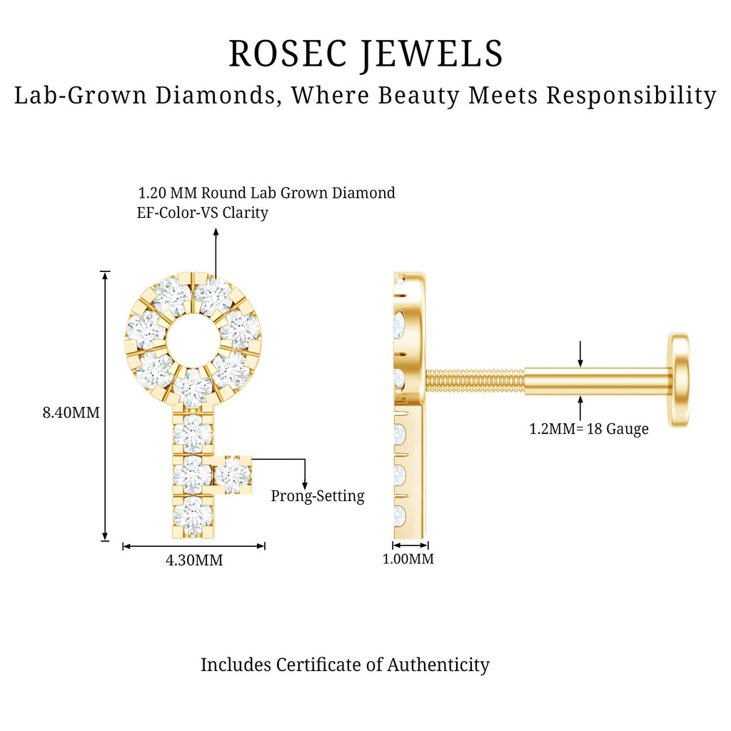 Diamond Key Shape Tragus Earring | Body Jewelry | Wiccan Center