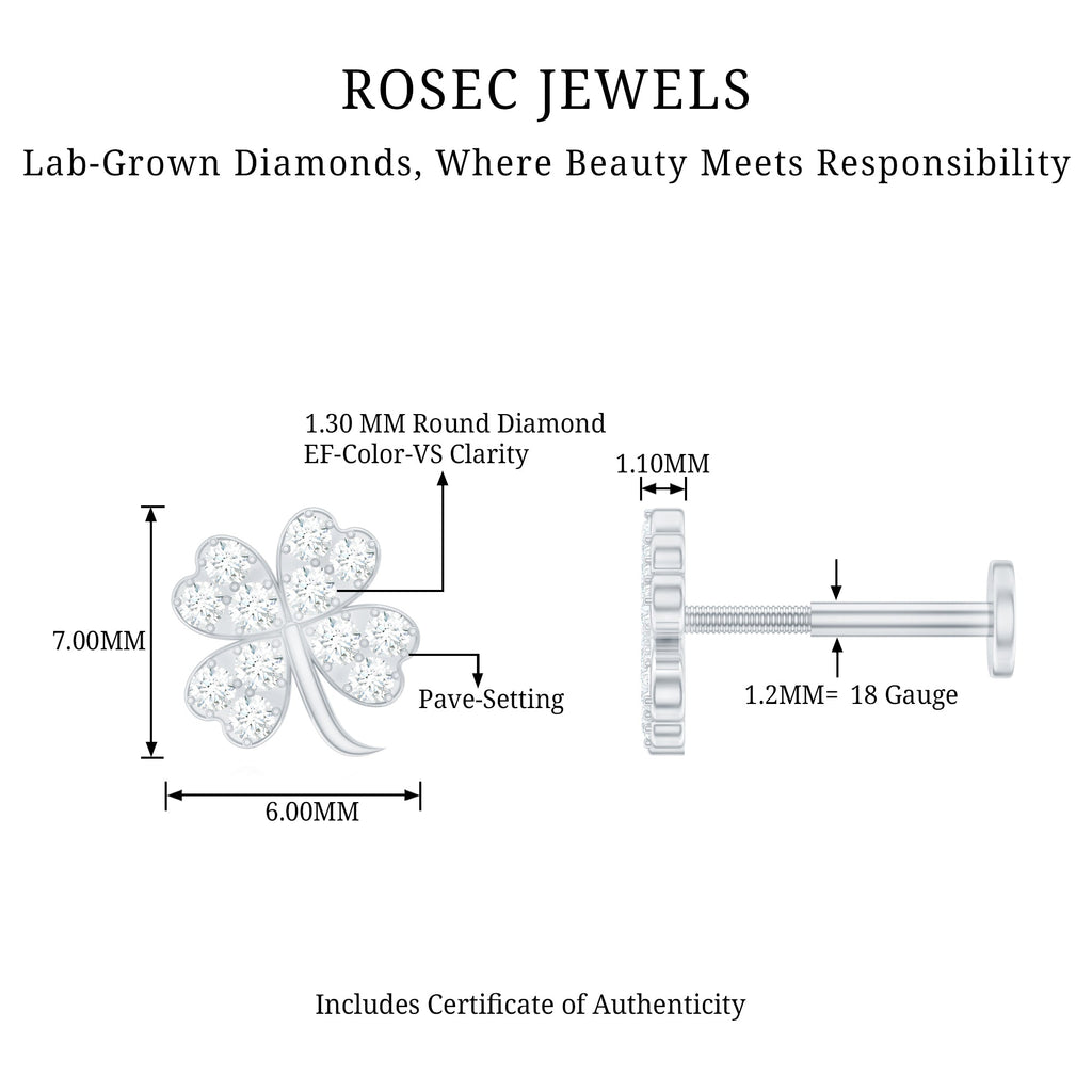 Diamond Four Leaf Clover Tragus Earring | Body Jewelry | Wiccan Center