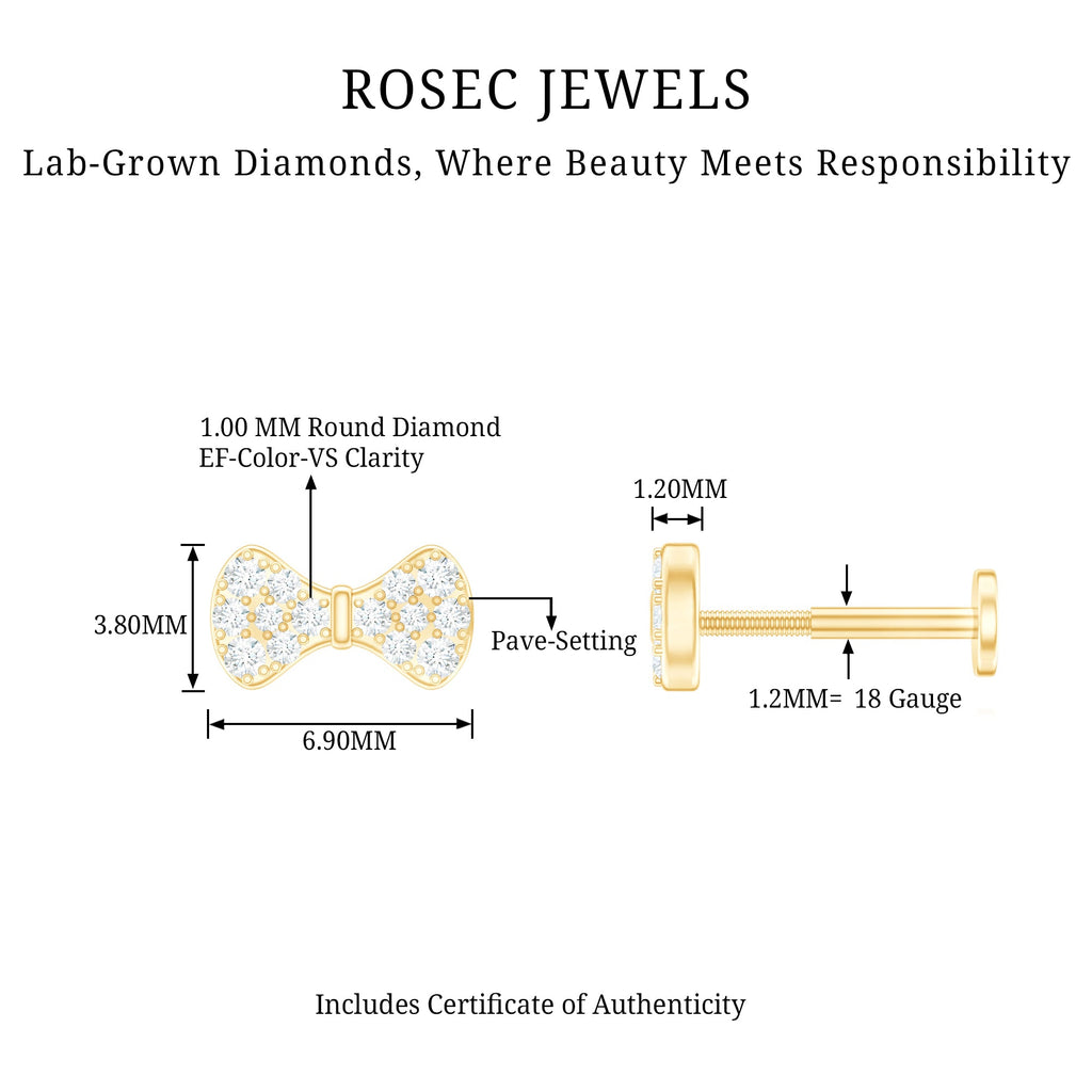 Cute Diamond Bow Earring for Tragus Piercing | Body Jewelry | Wiccan Center