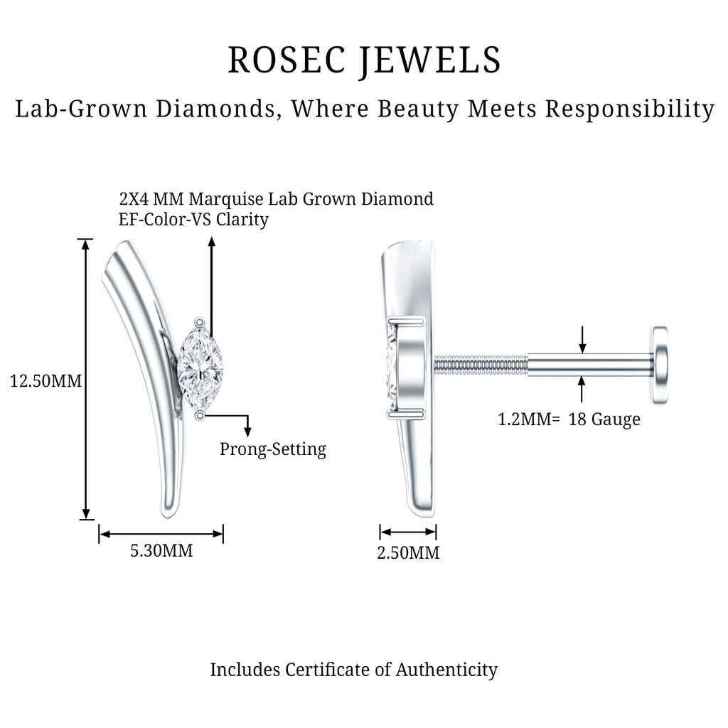 Marquise Cut Diamond Solitaire Earring for Tragus Piercing | Body Jewelry | Wiccan Center