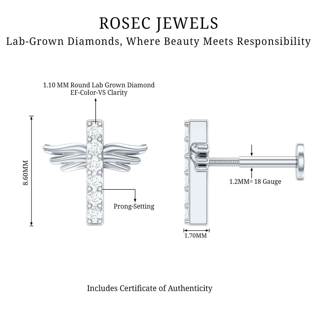 Diamond Cross Earring for Tragus Piercing | Body Jewelry | Wiccan Center