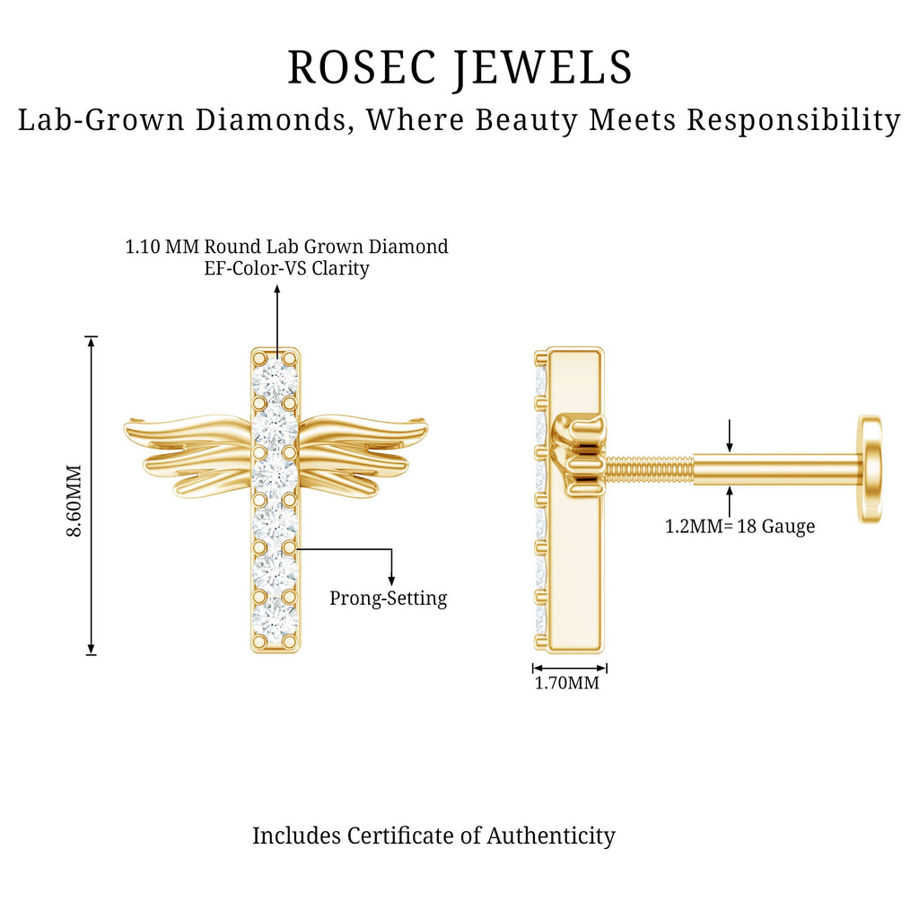 Diamond Cross Earring for Tragus Piercing | Body Jewelry | Wiccan Center