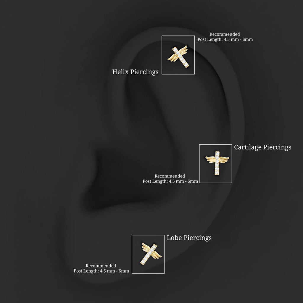 Diamond Cross Earring for Tragus Piercing | Body Jewelry | Wiccan Center